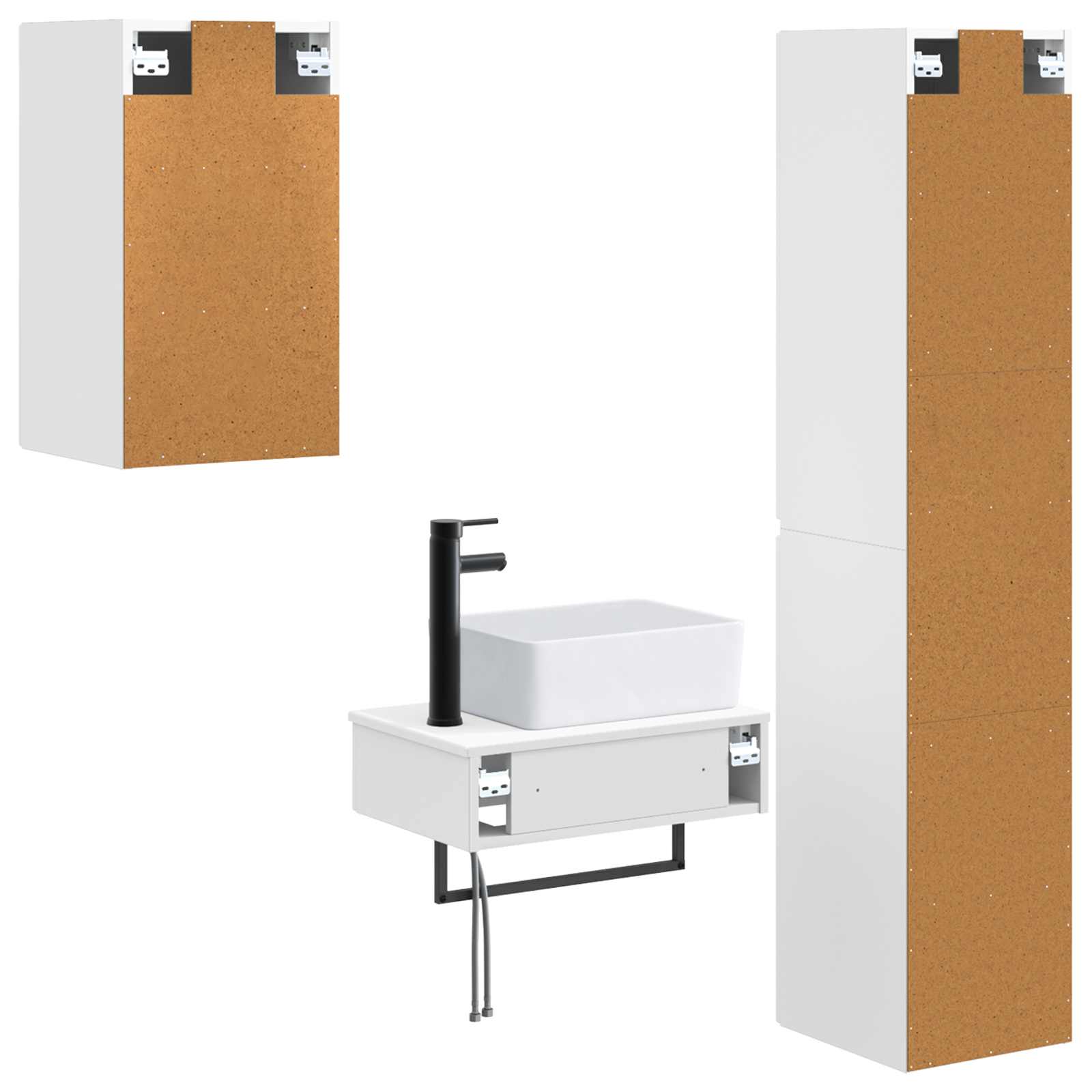 Badezimmermöbel-Set 3 stk. Weiß 33 x 34,5 x 160 cm