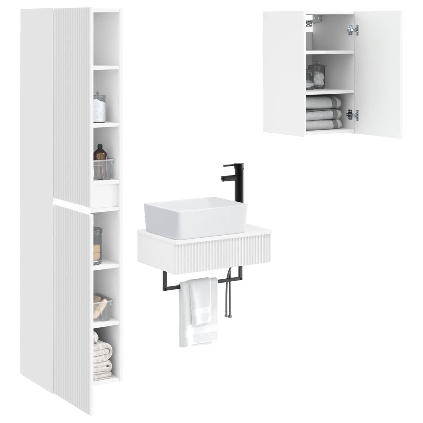 Badezimmermöbel-Set 3 stk. Weiß 33 x 34,5 x 160 cm