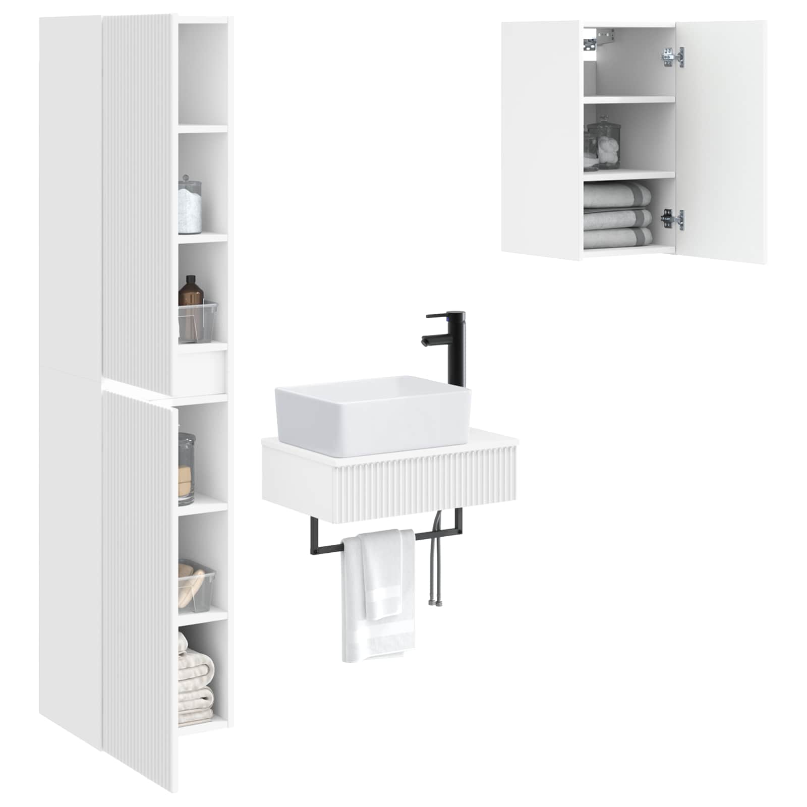 Badezimmermöbel-Set 3 stk. Weiß 33 x 34,5 x 160 cm