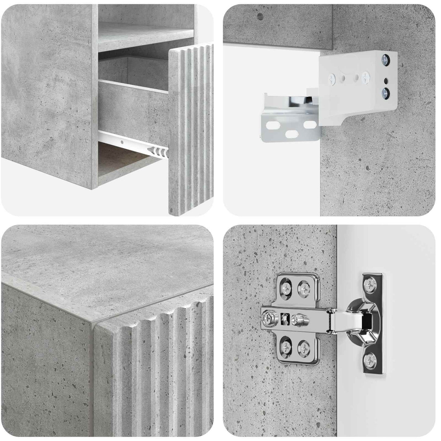 Badezimmermöbel-Set 3 stk. Betongrau 33 x 34,5 x 160 cm
