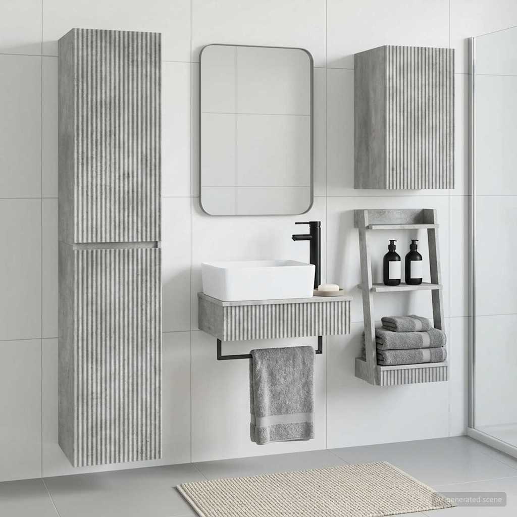 Badezimmermöbel-Set 3 stk. Betongrau 33 x 34,5 x 160 cm