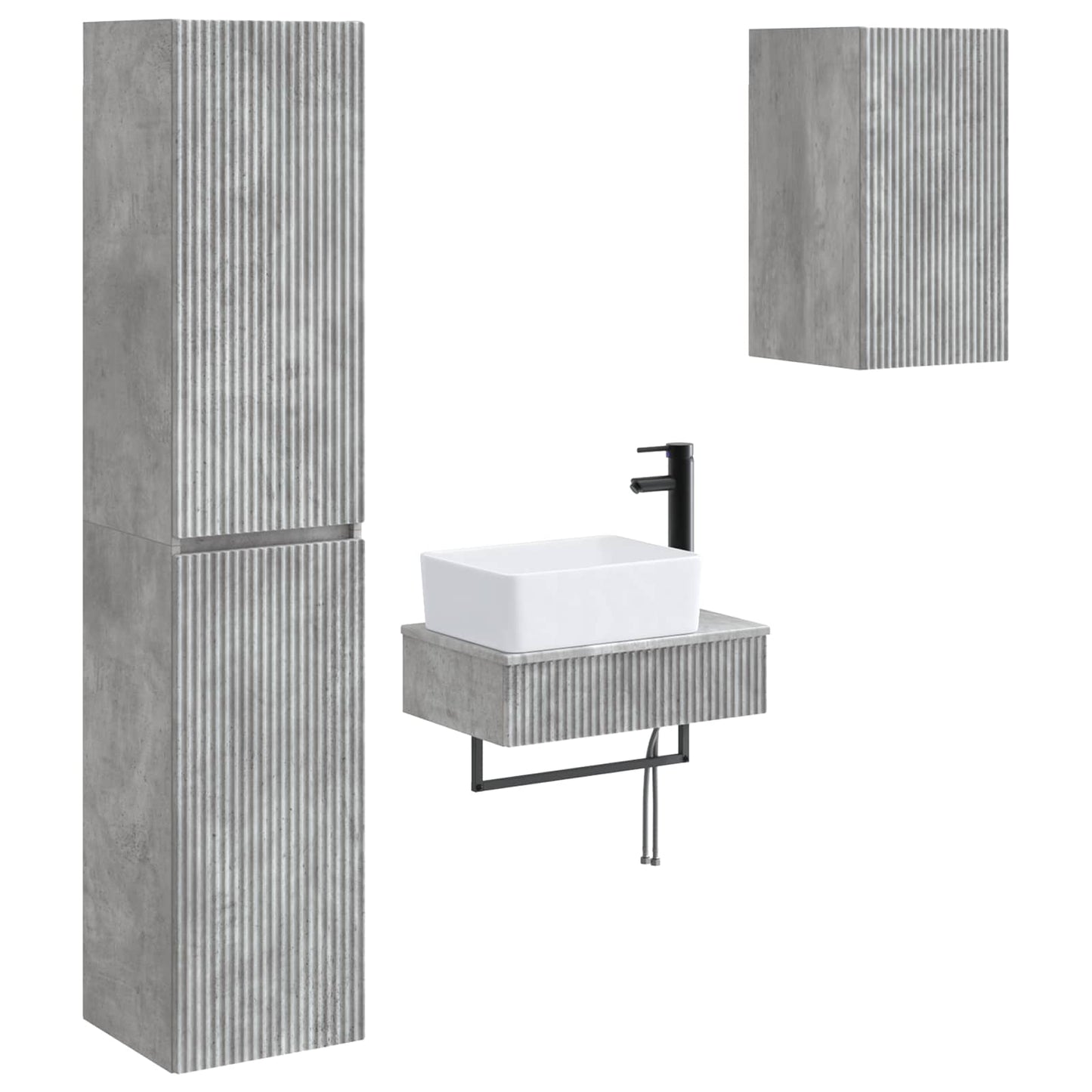 Badezimmermöbel-Set 3 stk. Betongrau 33 x 34,5 x 160 cm