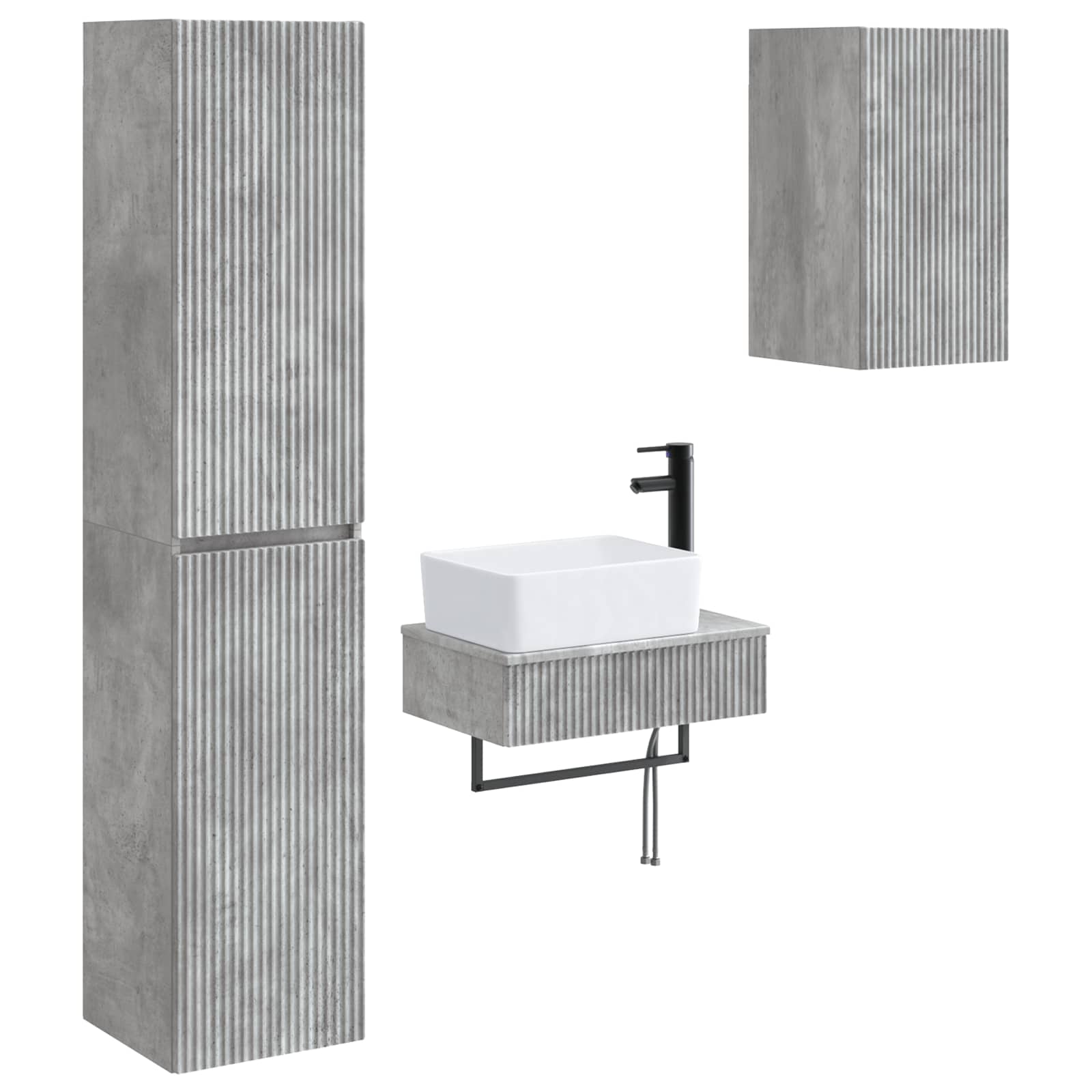 Badezimmermöbel-Set 3 stk. Betongrau 33 x 34,5 x 160 cm