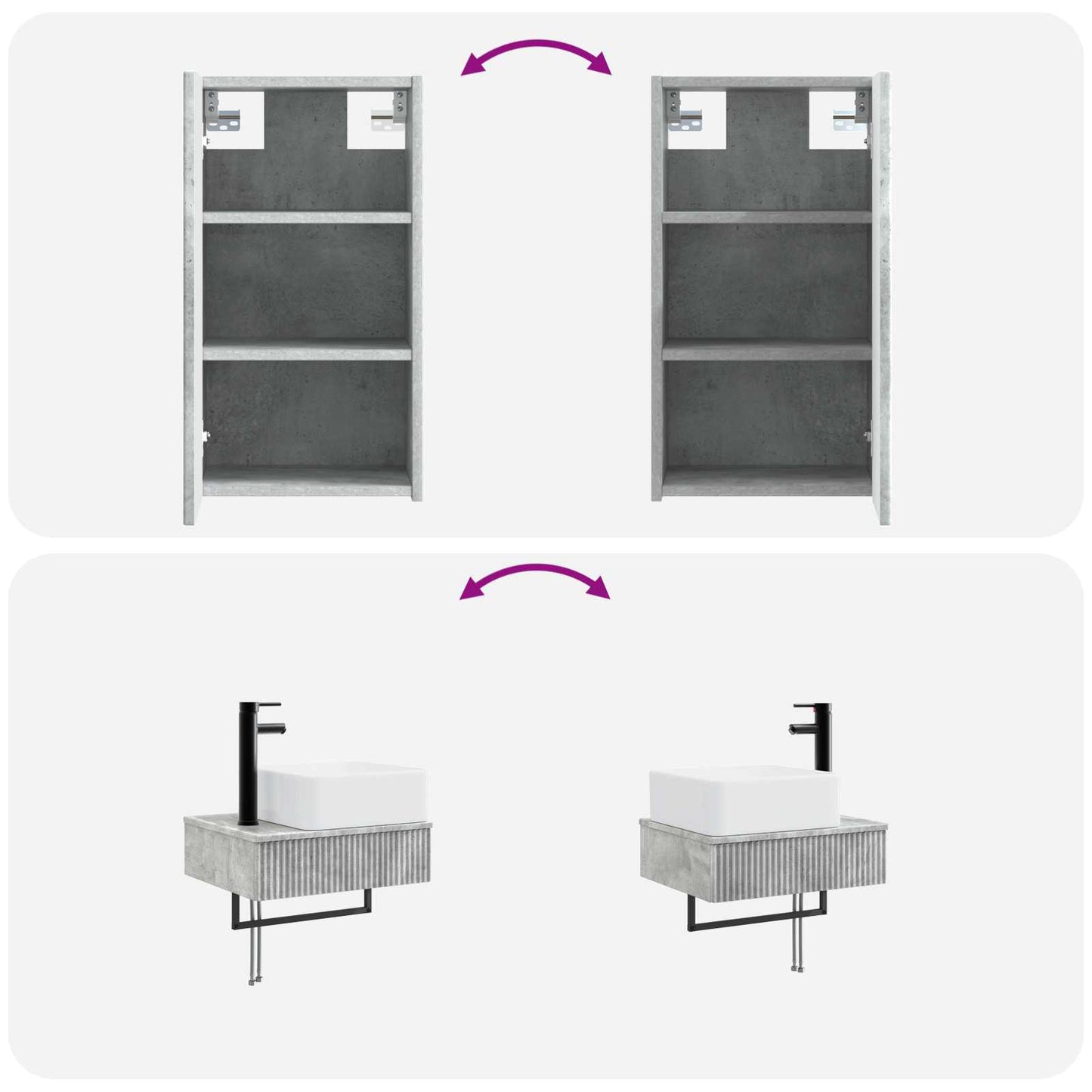 Badezimmermöbel-Set 3 stk. Betongrau 33 x 34,5 x 160 cm