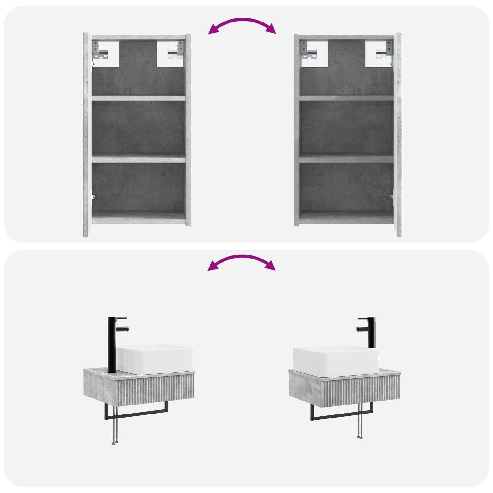 Badezimmermöbel-Set 3 stk. Betongrau 33 x 34,5 x 160 cm