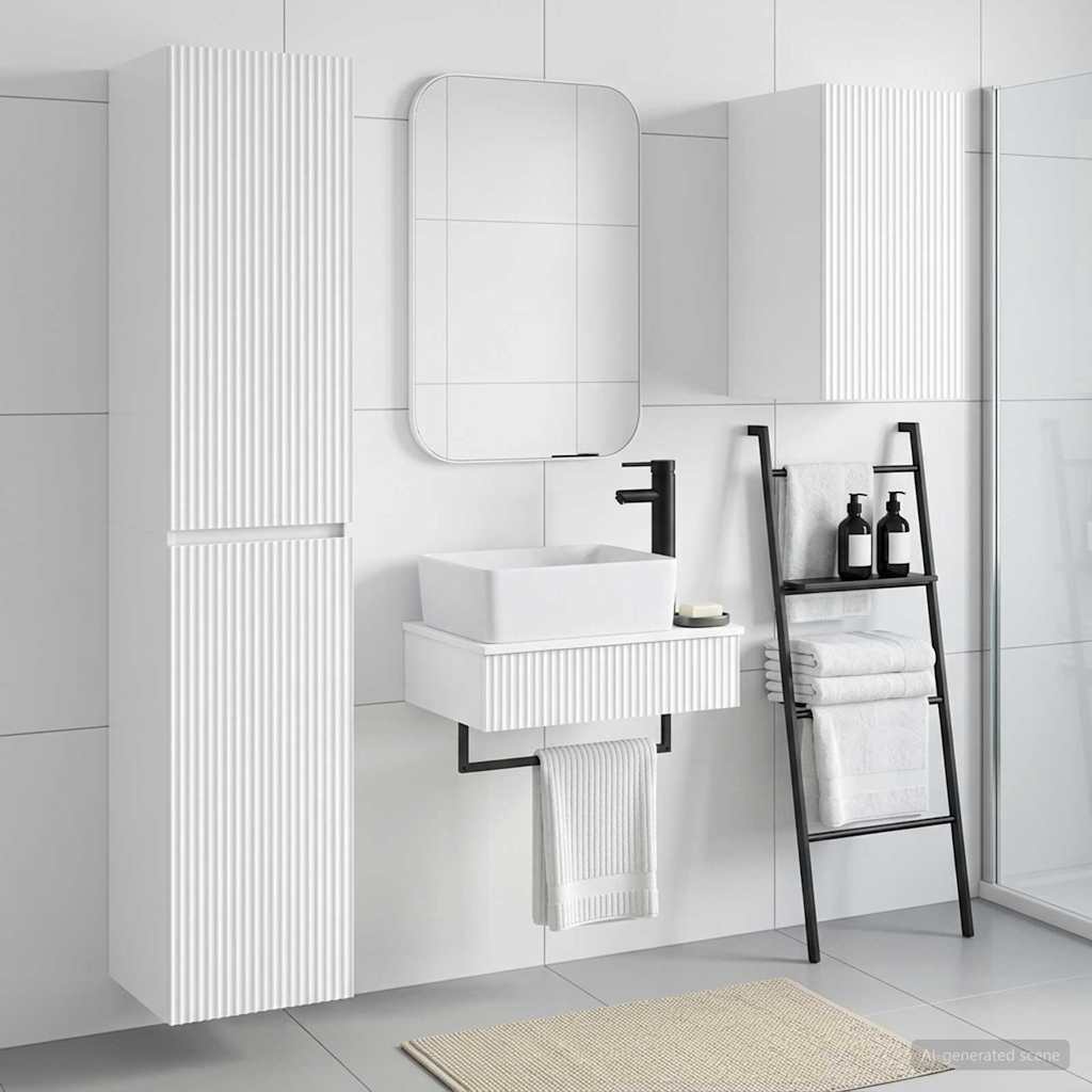 Badezimmermöbel-Set 3 stk. Hochglanz Weiß 33 x 34,5 x 160 cm