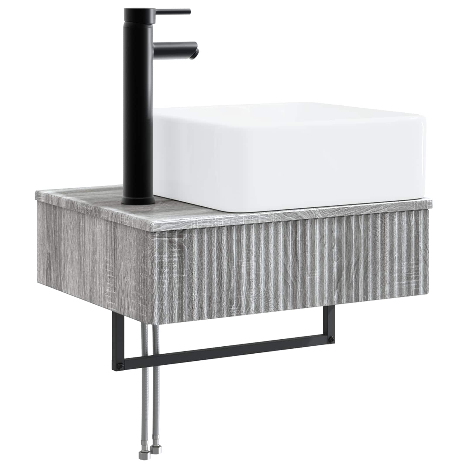 Badezimmermöbel-Set 3 stk. Grau Sonoma 33 x 34,5 x 160 cm