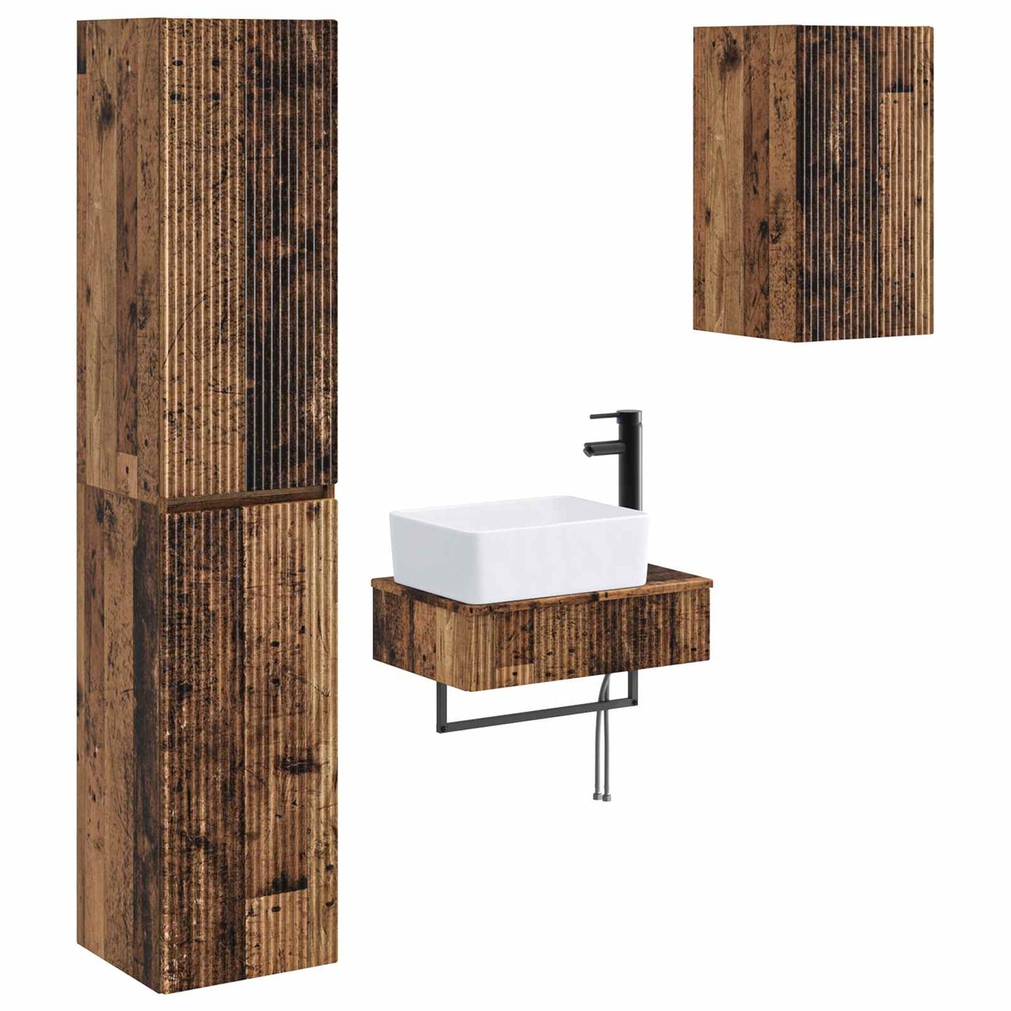 Badezimmermöbel-Set 3 stk. Altholz 33 x 34,5 x 160 cm