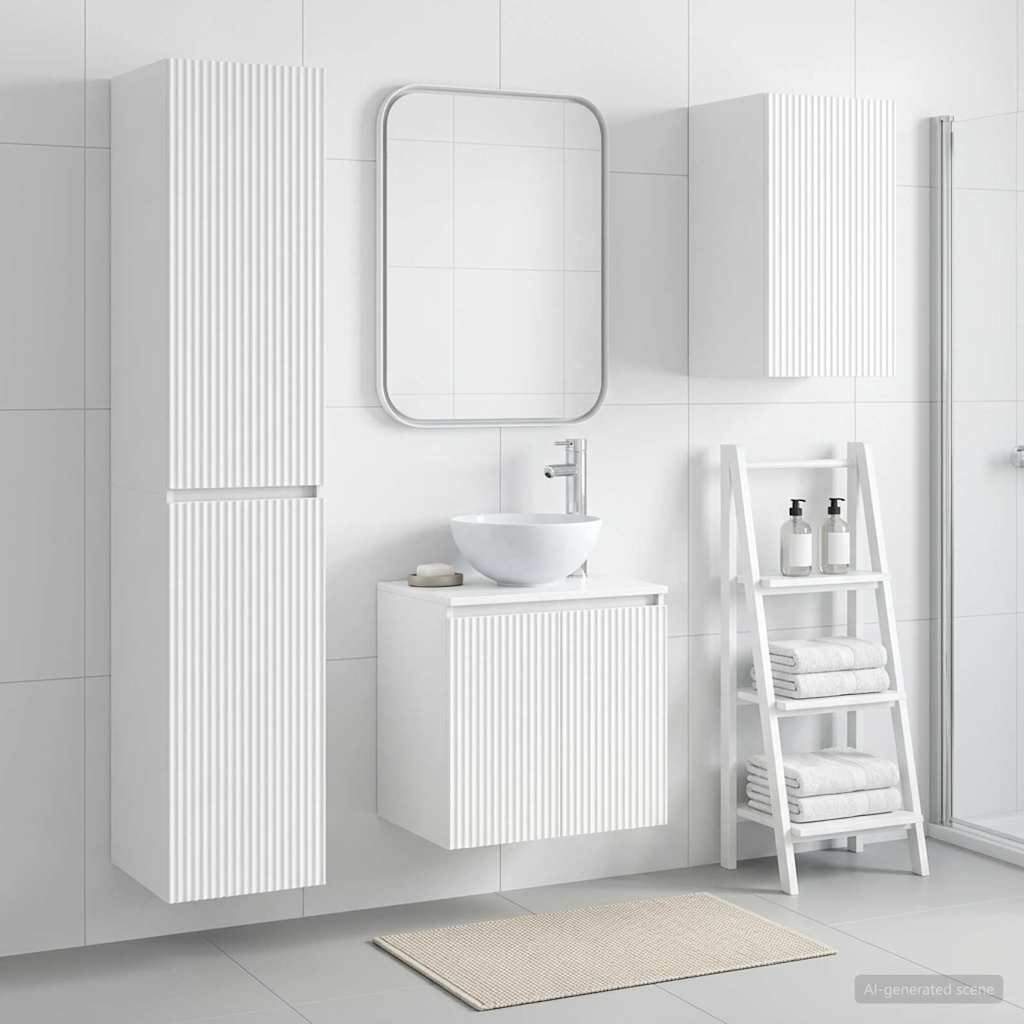 Badezimmermöbel-Set 3 stk. Weiß 33 x 34,5 x 160 cm