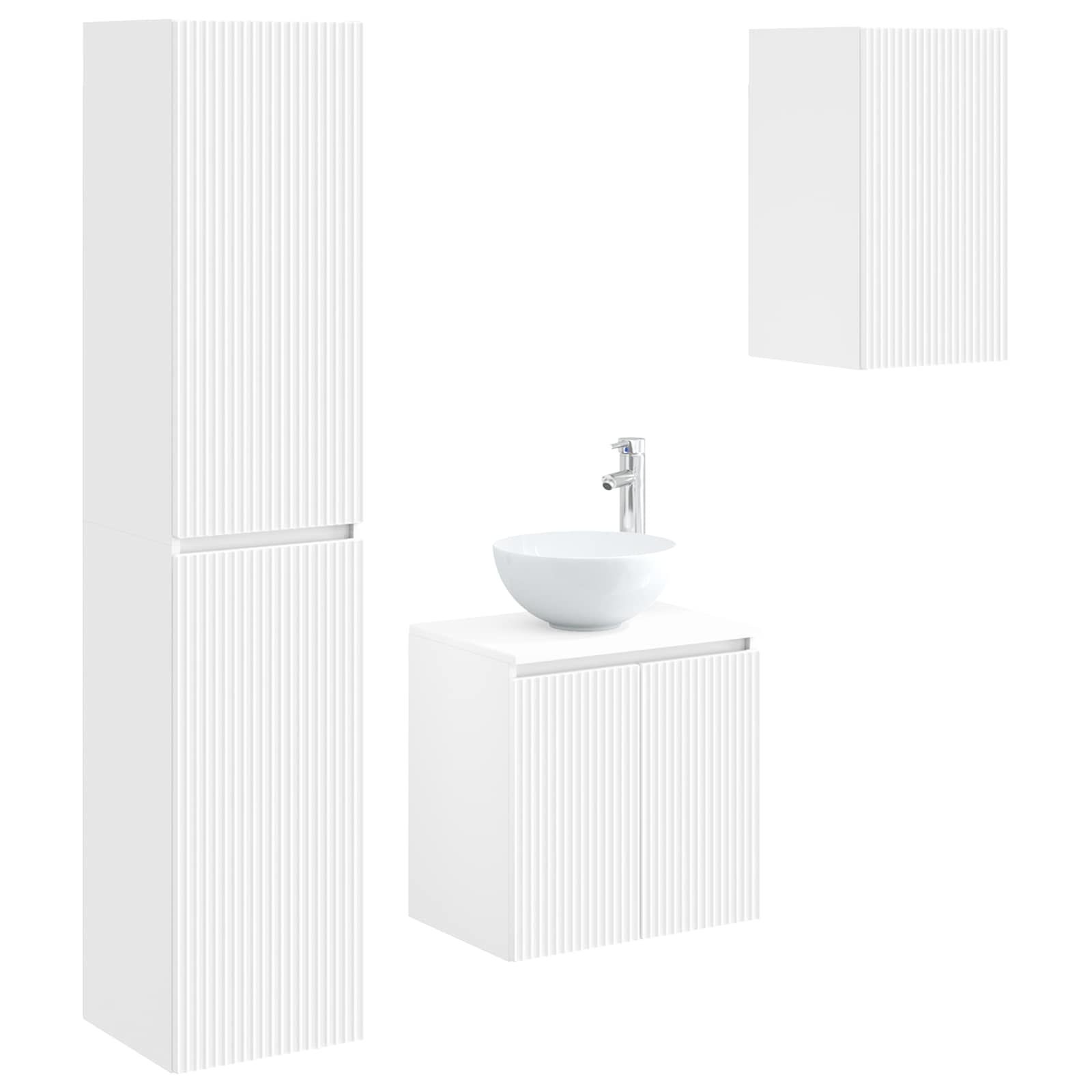 Badezimmermöbel-Set 3 stk. Weiß 33 x 34,5 x 160 cm