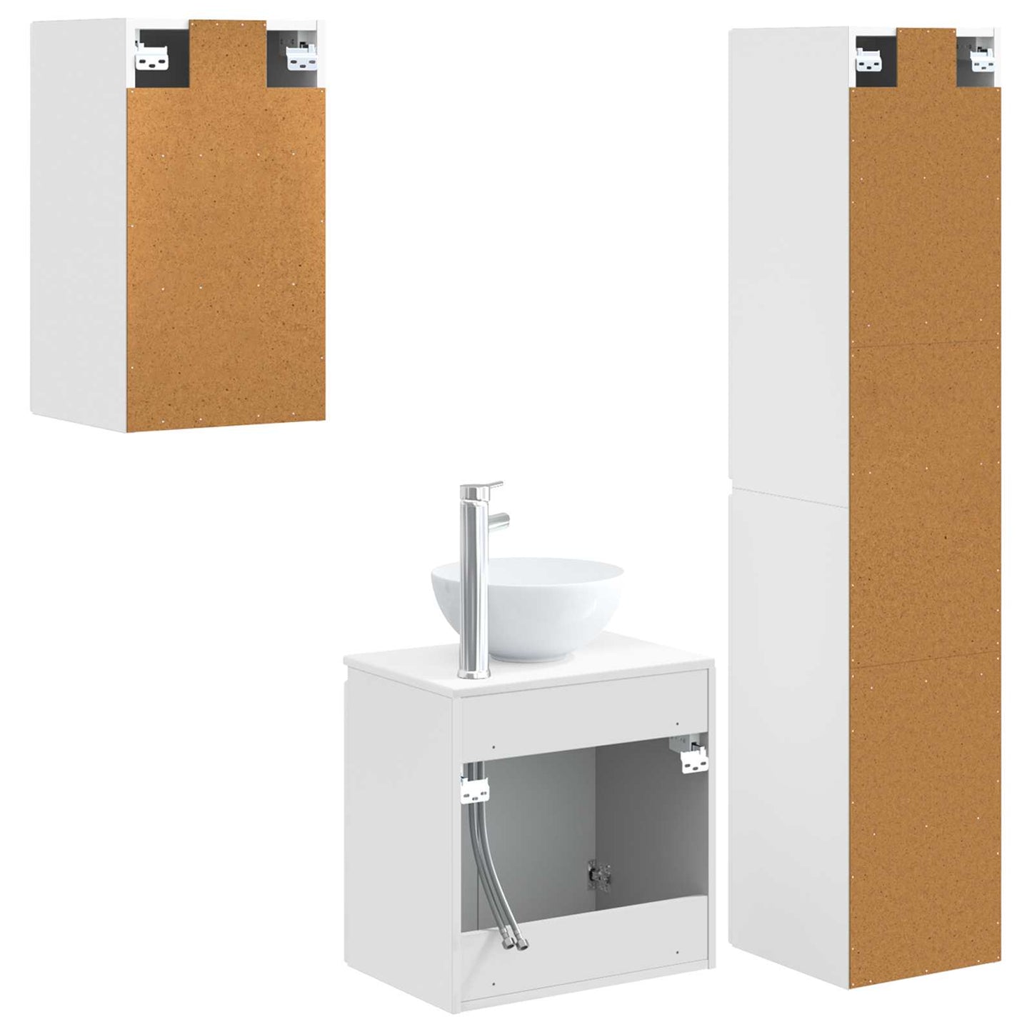 Badezimmermöbel-Set 3 stk. Weiß 33 x 34,5 x 160 cm