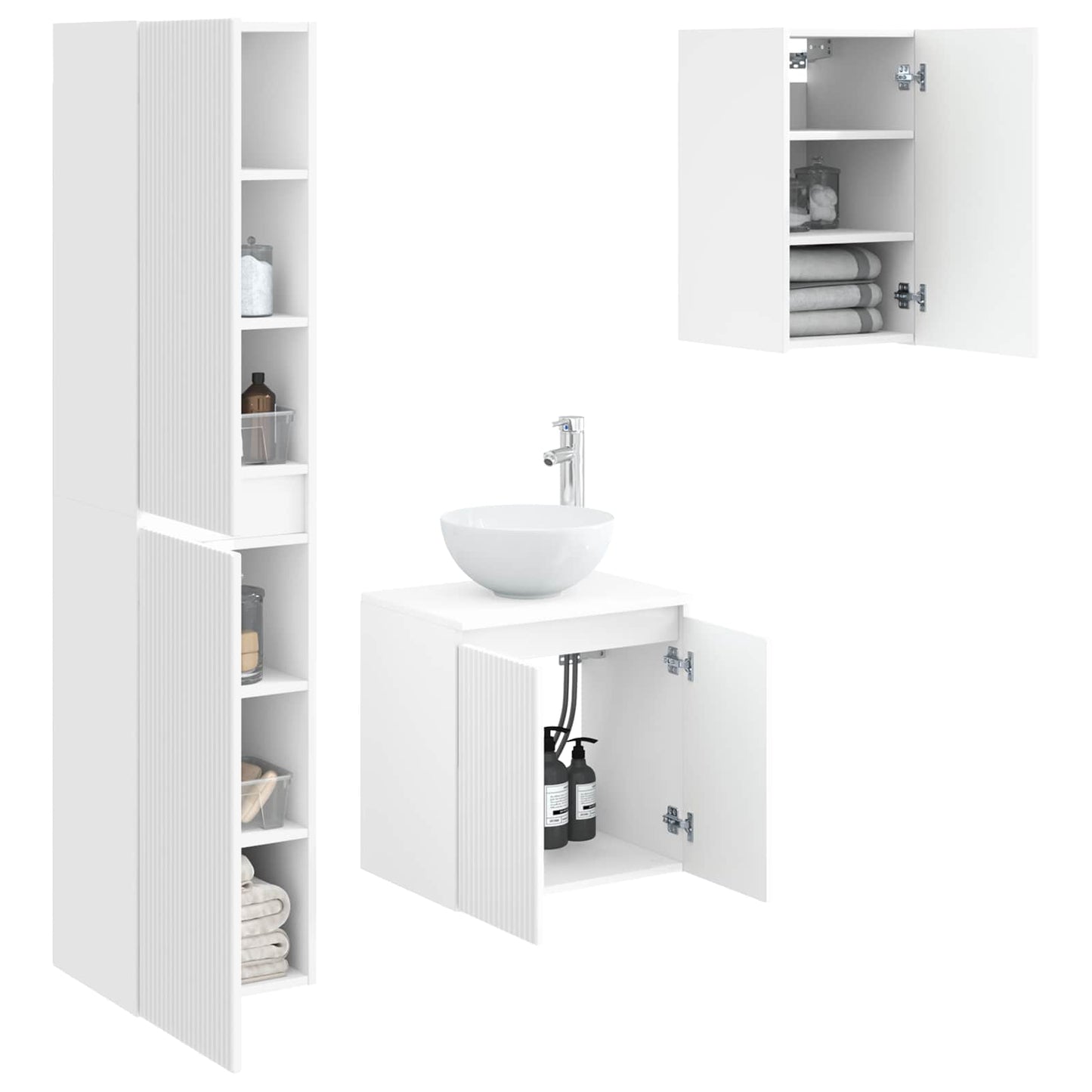 Badezimmermöbel-Set 3 stk. Weiß 33 x 34,5 x 160 cm