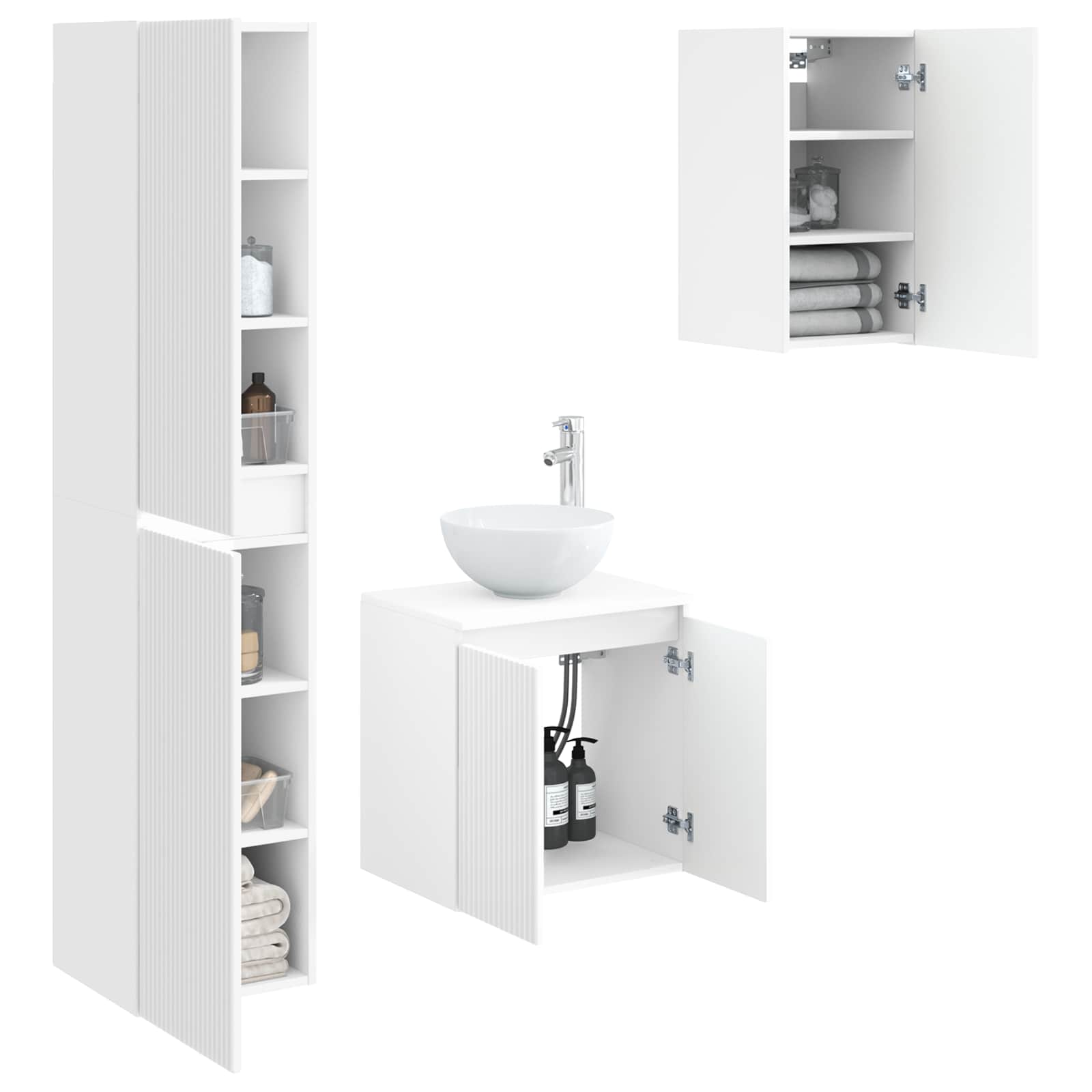 Badezimmermöbel-Set 3 stk. Weiß 33 x 34,5 x 160 cm