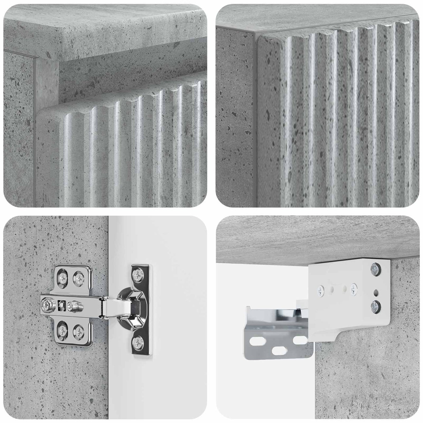 Badezimmermöbel-Set 3 stk. Betongrau 33 x 34,5 x 160 cm