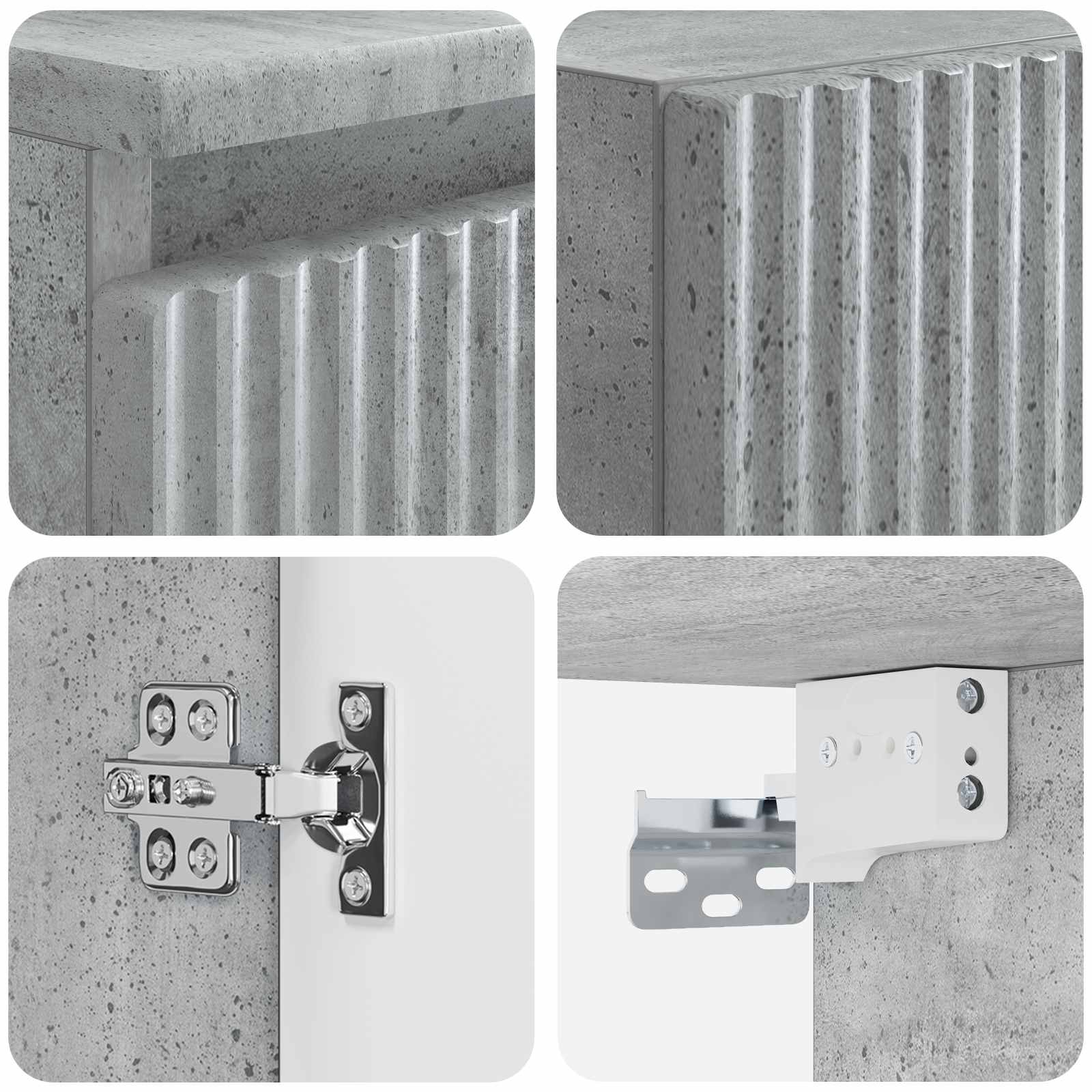 Badezimmermöbel-Set 3 stk. Betongrau 33 x 34,5 x 160 cm