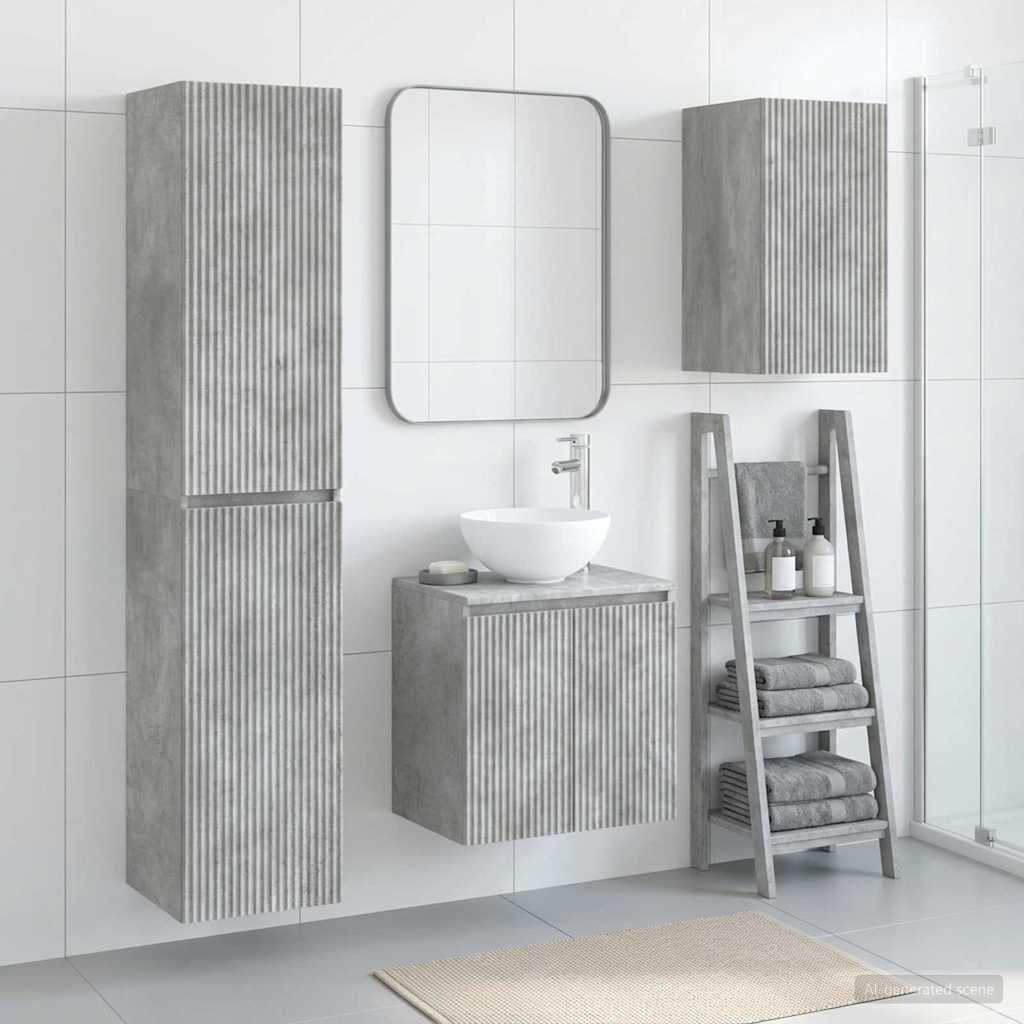 Badezimmermöbel-Set 3 stk. Betongrau 33 x 34,5 x 160 cm