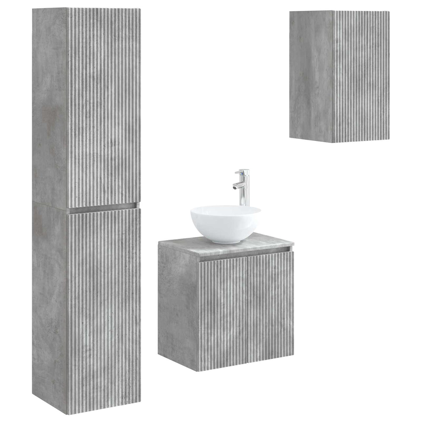 Badezimmermöbel-Set 3 stk. Betongrau 33 x 34,5 x 160 cm