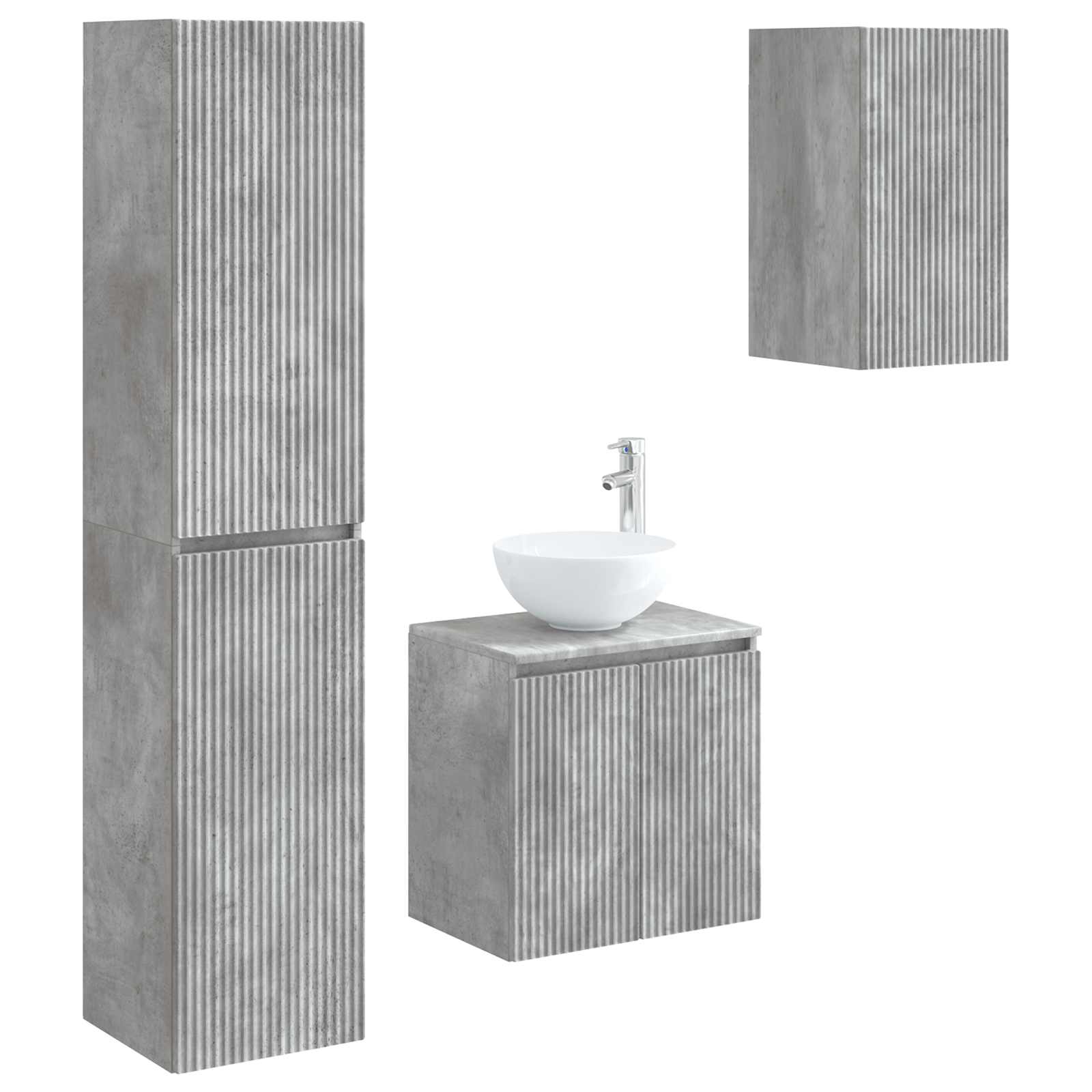 Badezimmermöbel-Set 3 stk. Betongrau 33 x 34,5 x 160 cm