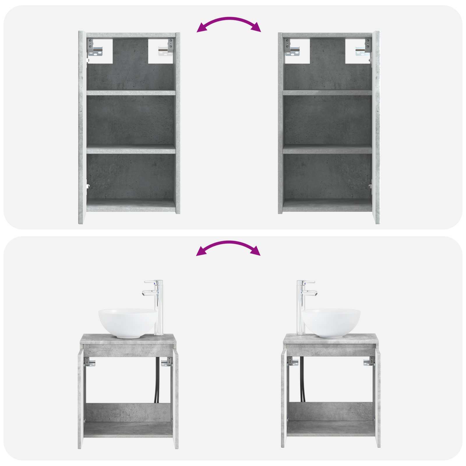 Badezimmermöbel-Set 3 stk. Betongrau 33 x 34,5 x 160 cm