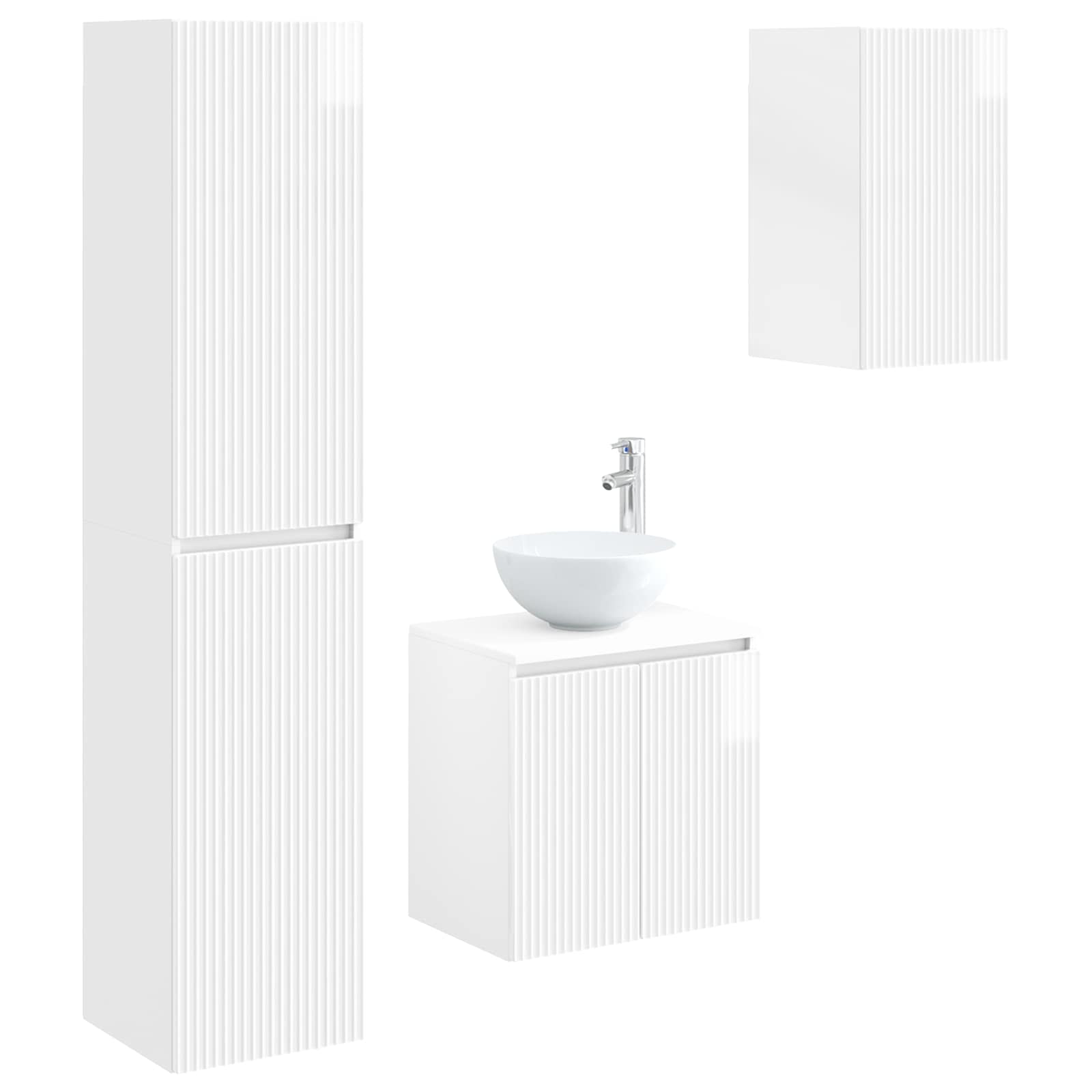 Badezimmermöbel-Set 3 stk. Hochglanz Weiß 33 x 34,5 x 160 cm