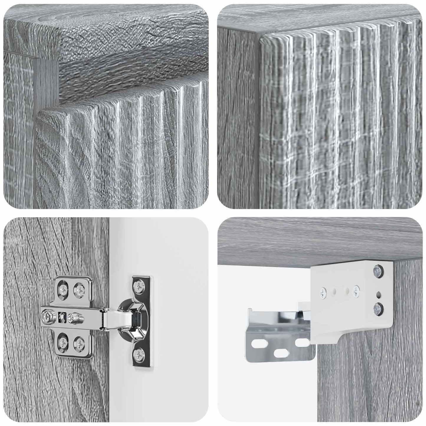 Badezimmermöbel-Set 3 stk. Grau Sonoma 33 x 34,5 x 160 cm