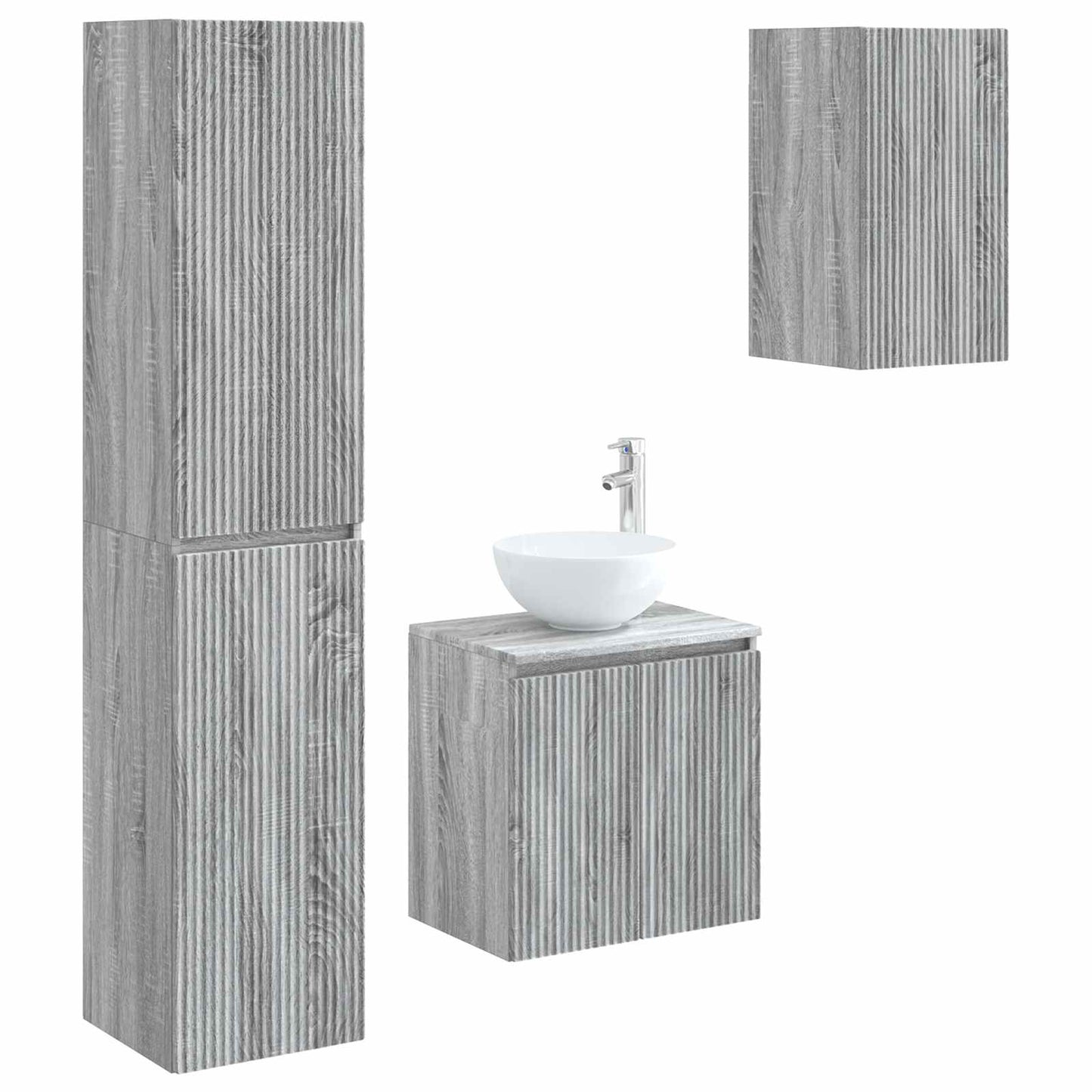 Badezimmermöbel-Set 3 stk. Grau Sonoma 33 x 34,5 x 160 cm