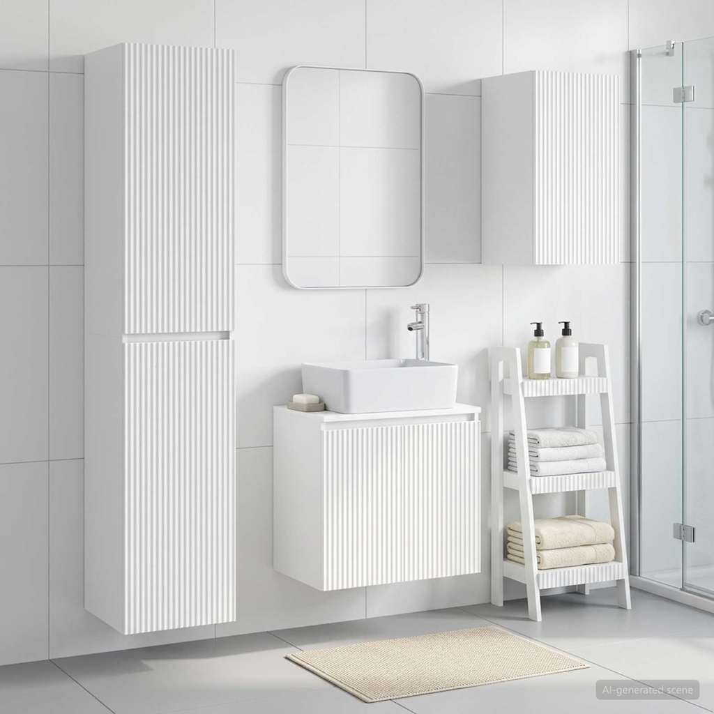 Badezimmermöbel-Set 3 stk. Weiß 33 x 34,5 x 160 cm