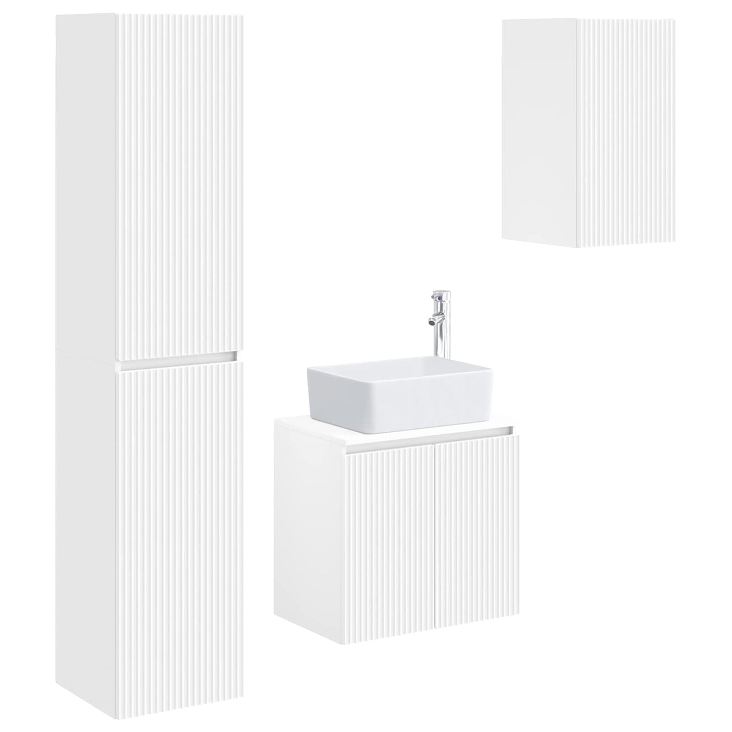 Badezimmermöbel-Set 3 stk. Weiß 33 x 34,5 x 160 cm