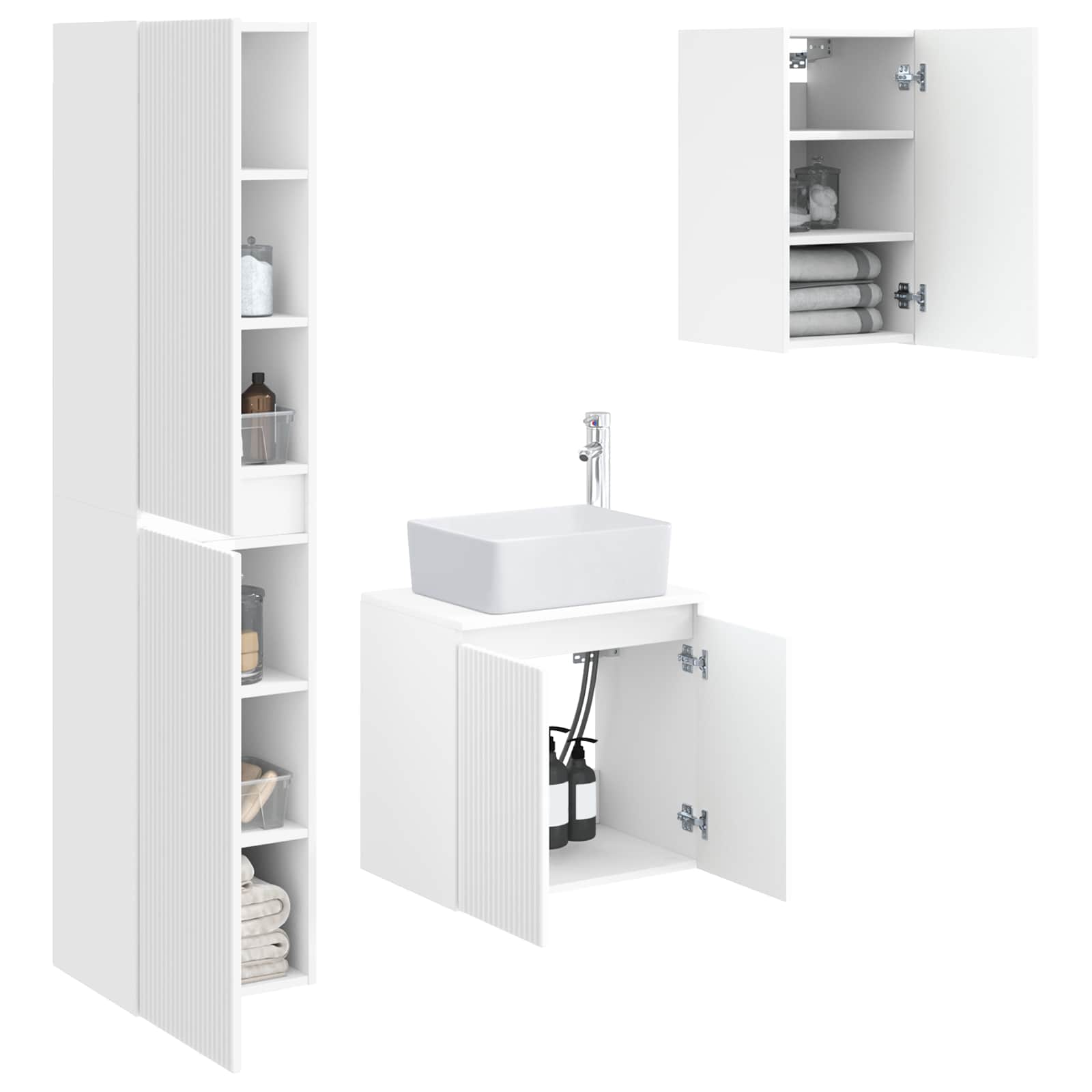 Badezimmermöbel-Set 3 stk. Weiß 33 x 34,5 x 160 cm
