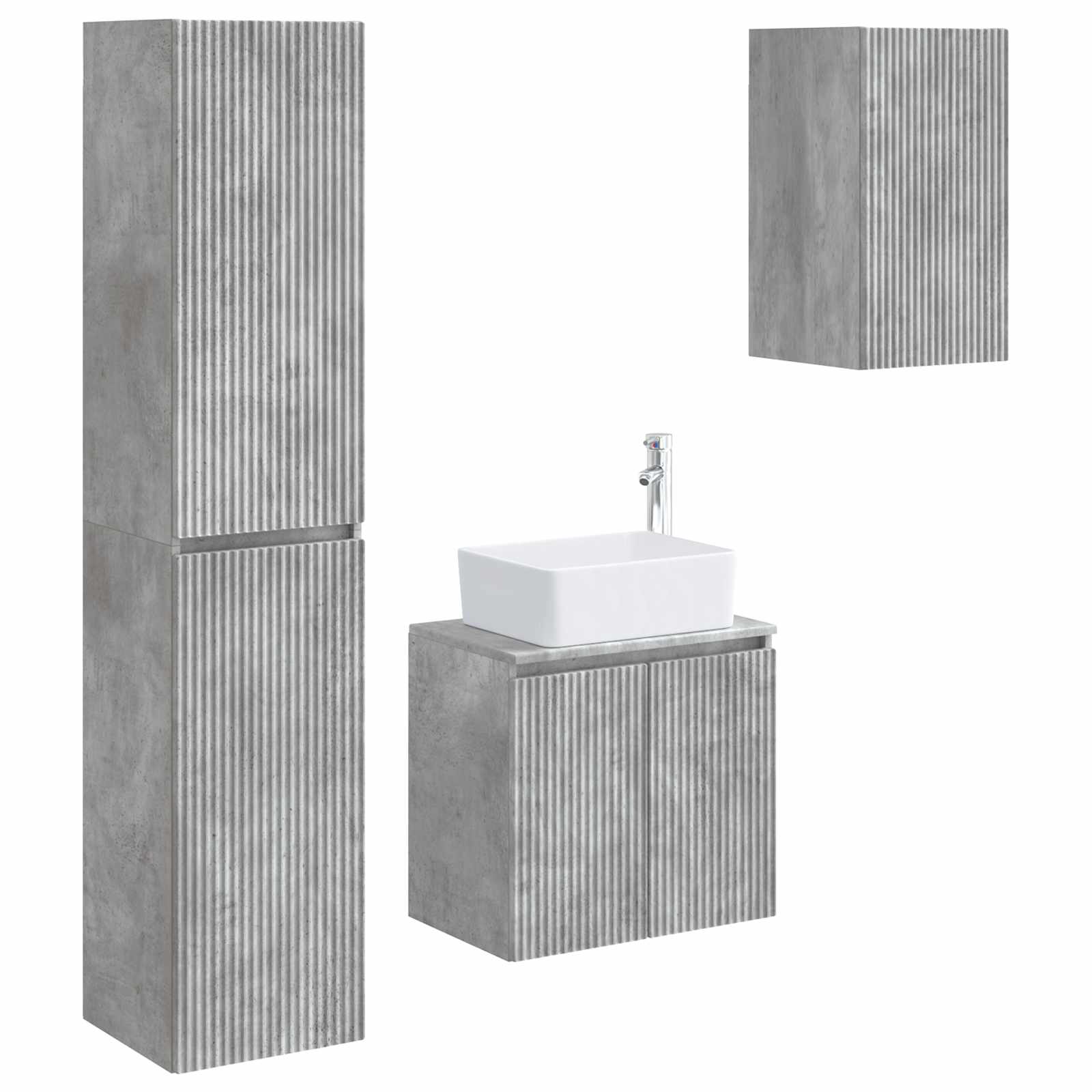 Badezimmermöbel-Set 3 stk. Betongrau 33 x 34,5 x 160 cm