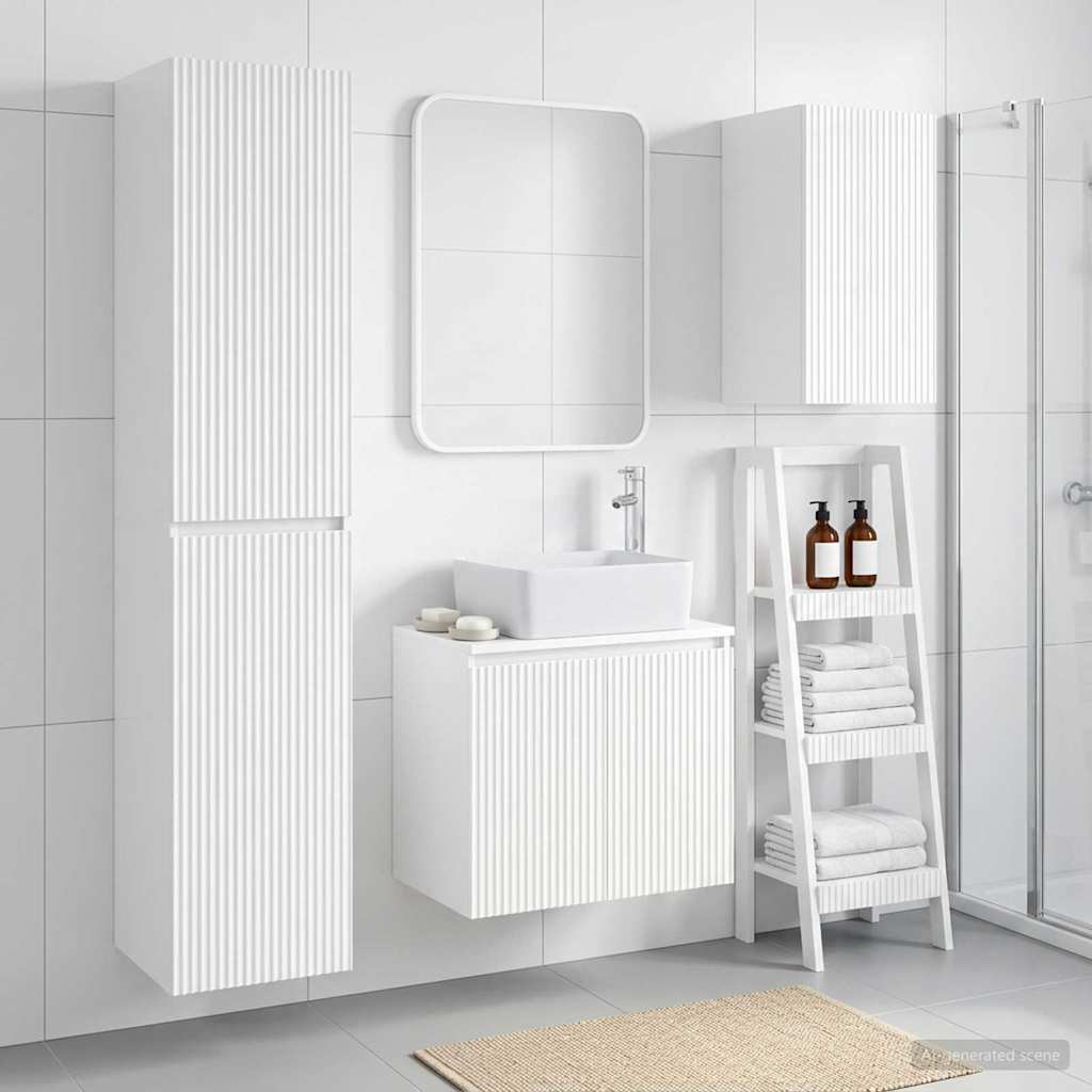 Badezimmermöbel-Set 3 stk. Hochglanz Weiß 33 x 34,5 x 160 cm