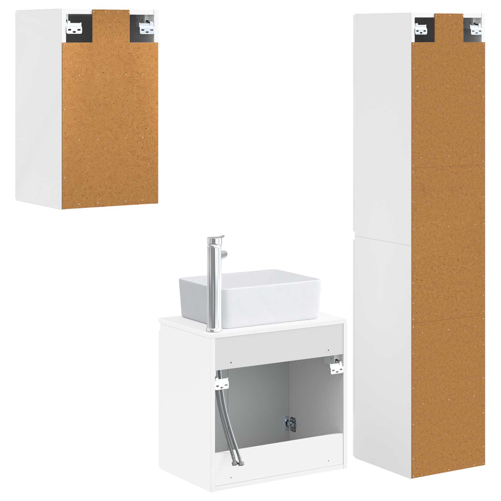Badezimmermöbel-Set 3 stk. Hochglanz Weiß 33 x 34,5 x 160 cm