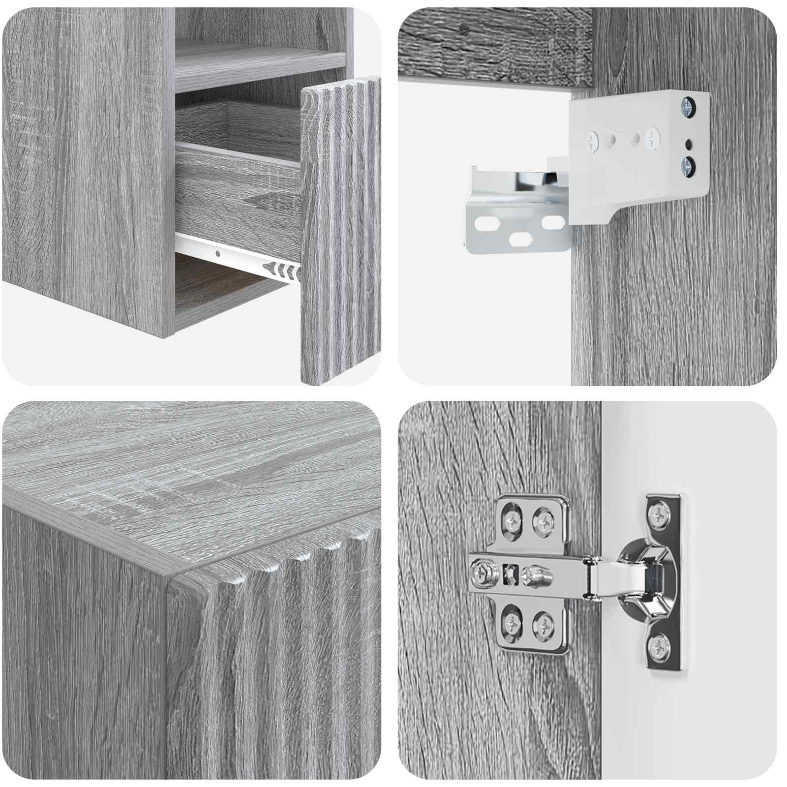 Badezimmermöbel-Set 3 stk. Grau Sonoma 33 x 34,5 x 160 cm