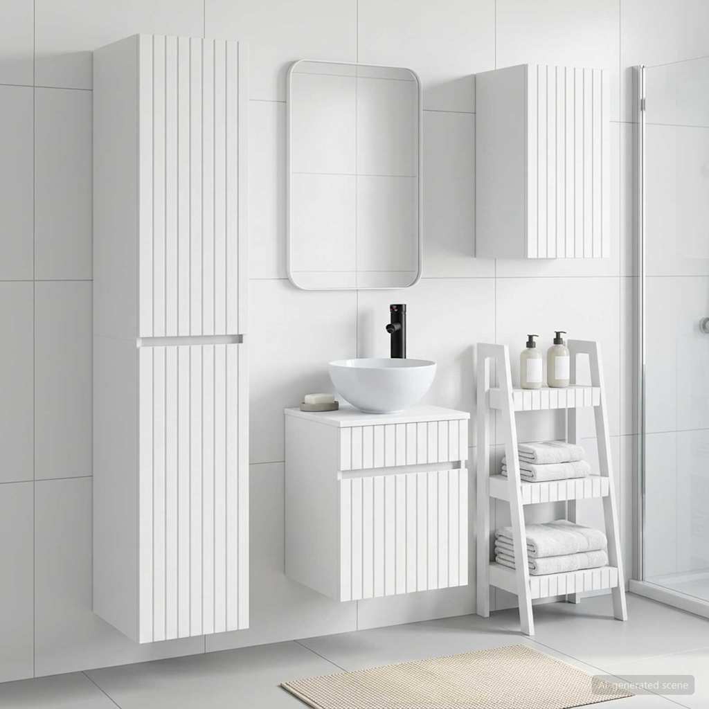 Badezimmermöbel-Set 3 stk. Weiß 33 x 34,5 x 160 cm
