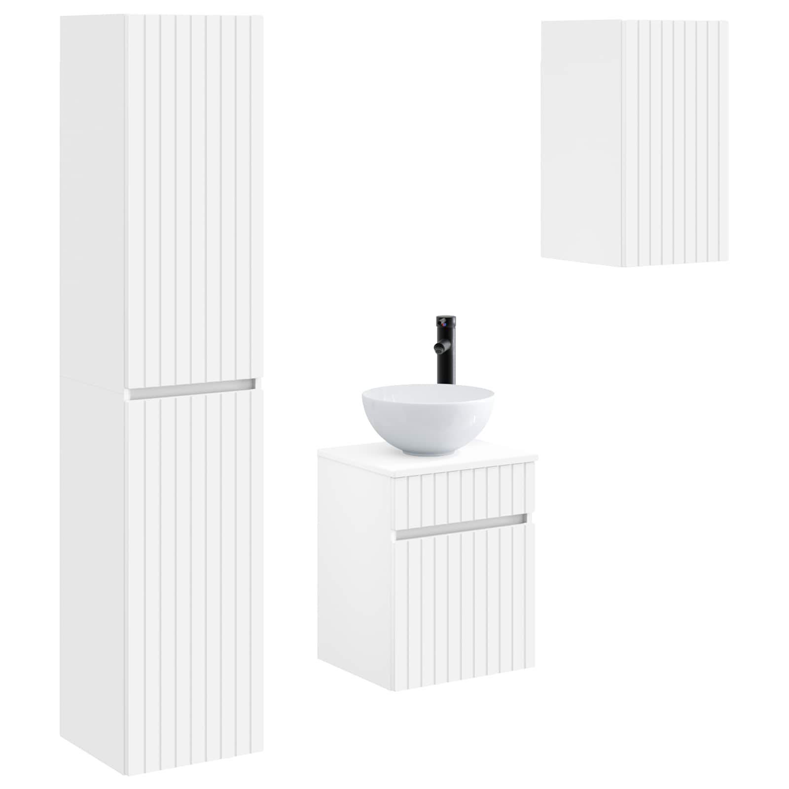 Badezimmermöbel-Set 3 stk. Weiß 33 x 34,5 x 160 cm