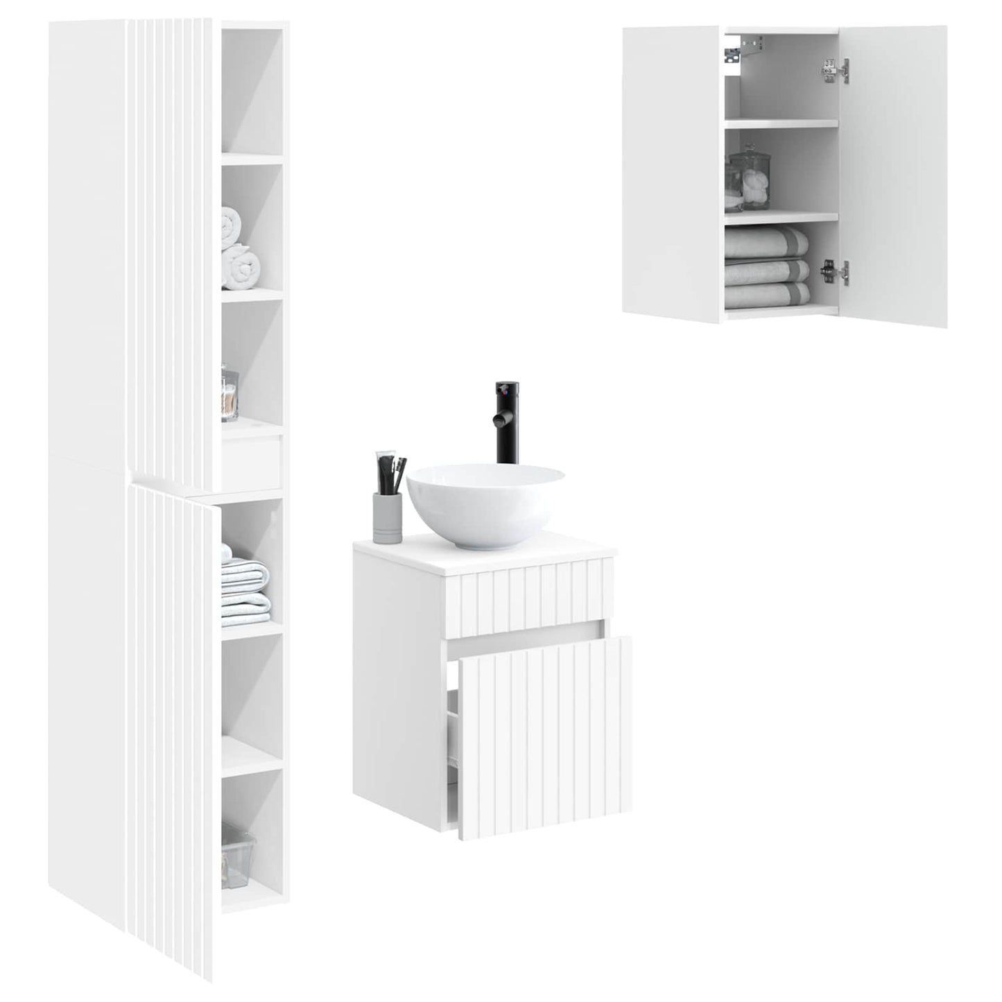 Badezimmermöbel-Set 3 stk. Weiß 33 x 34,5 x 160 cm