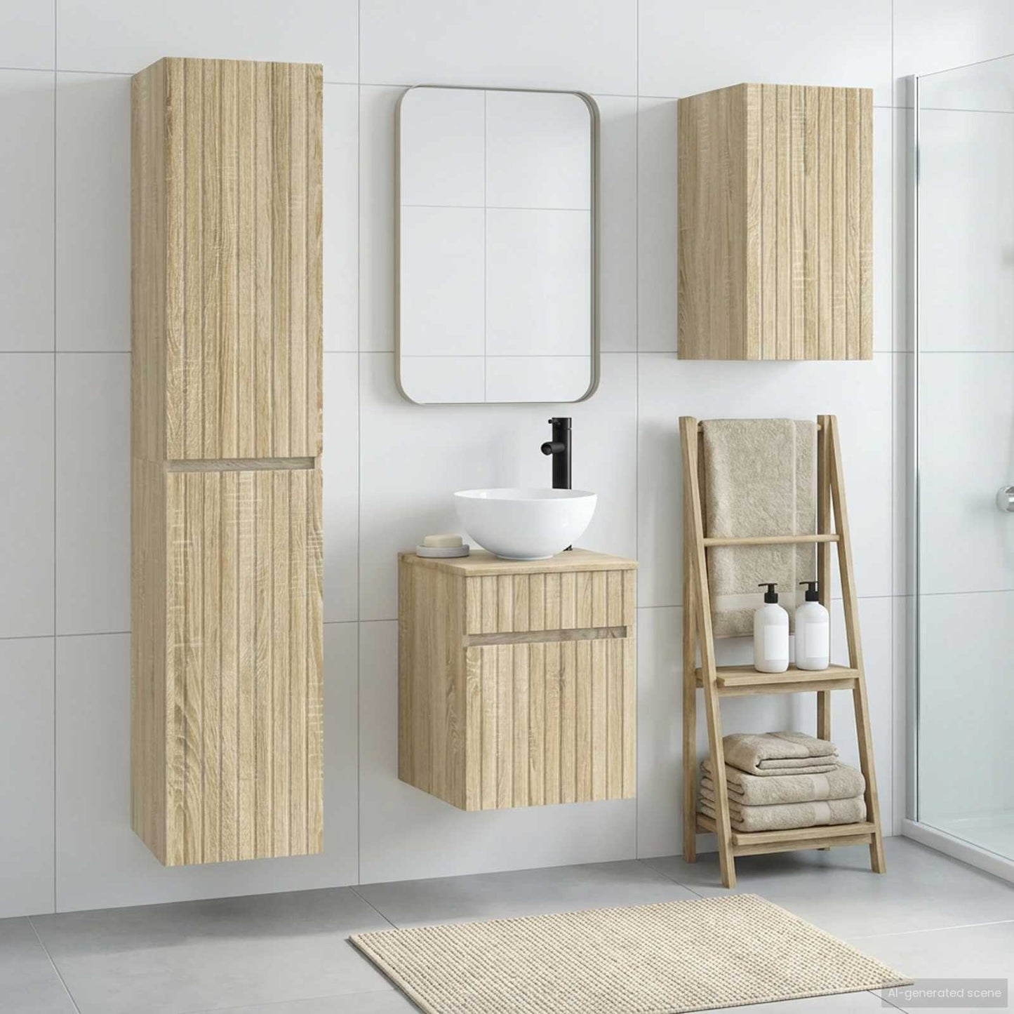 Badezimmermöbel-Set 3 stk. Sonoma-Eiche 33 x 34,5 x 160 cm