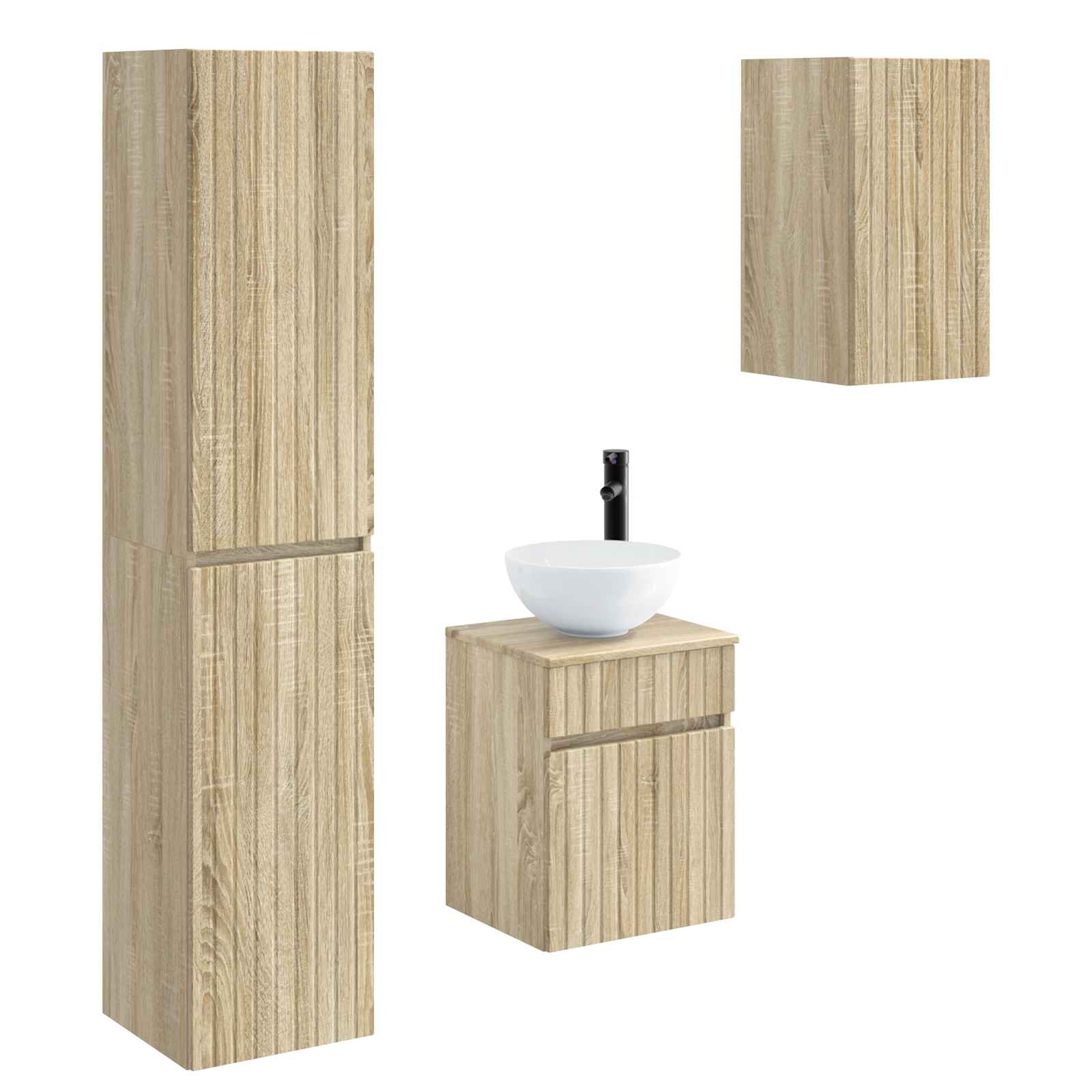 Badezimmermöbel-Set 3 stk. Sonoma-Eiche 33 x 34,5 x 160 cm