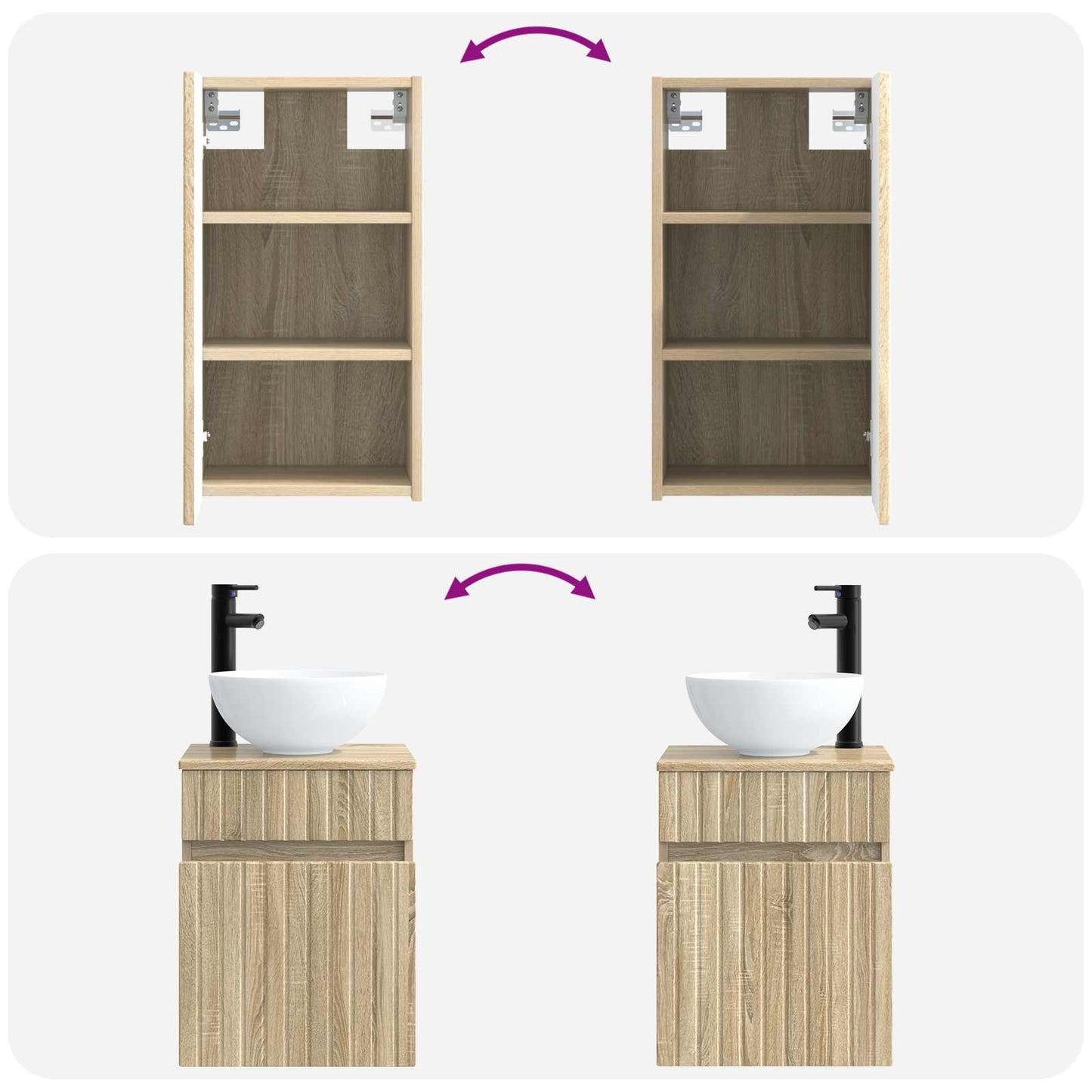 Badezimmermöbel-Set 3 stk. Sonoma-Eiche 33 x 34,5 x 160 cm