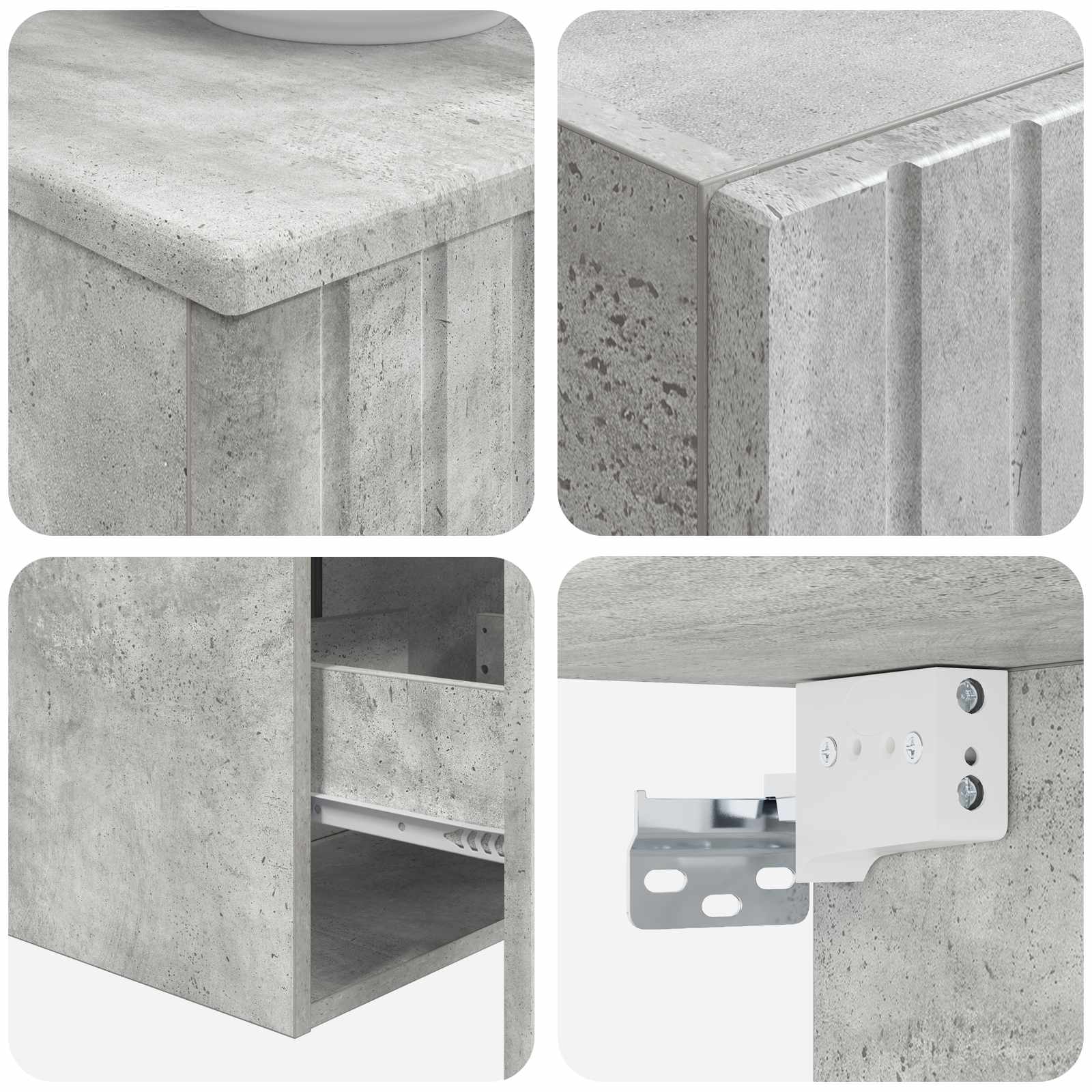 Badezimmermöbel-Set 3 stk. Betongrau 33 x 34,5 x 160 cm