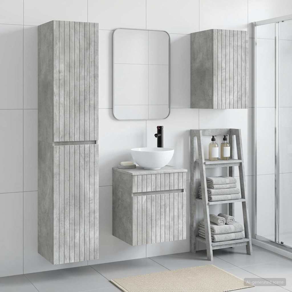 Badezimmermöbel-Set 3 stk. Betongrau 33 x 34,5 x 160 cm