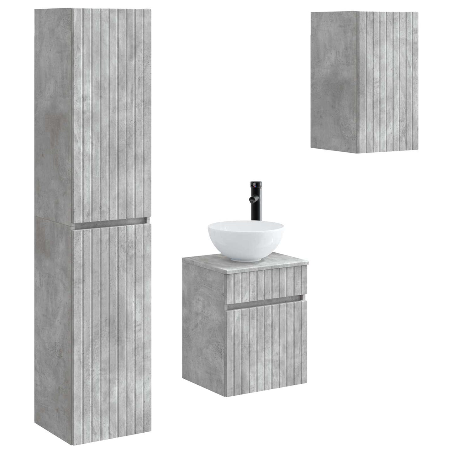 Badezimmermöbel-Set 3 stk. Betongrau 33 x 34,5 x 160 cm