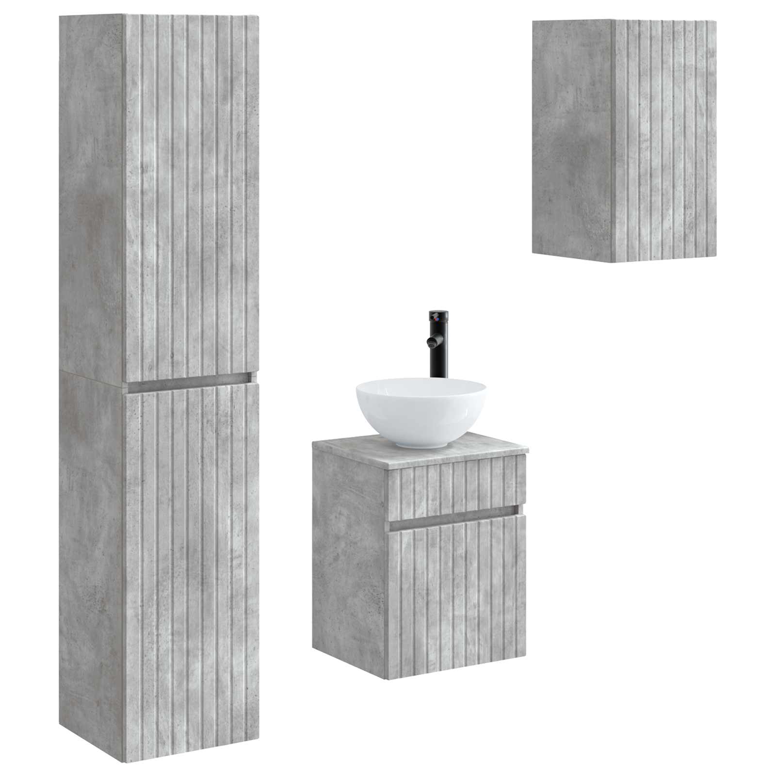 Badezimmermöbel-Set 3 stk. Betongrau 33 x 34,5 x 160 cm