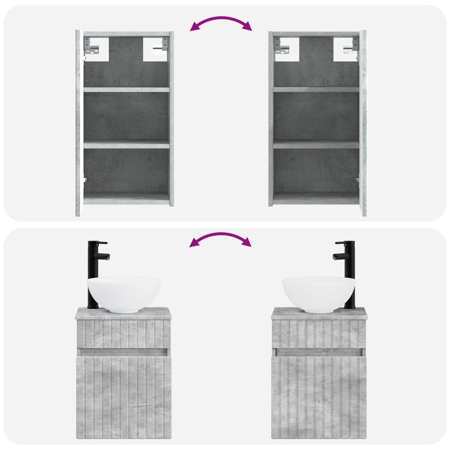 Badezimmermöbel-Set 3 stk. Betongrau 33 x 34,5 x 160 cm