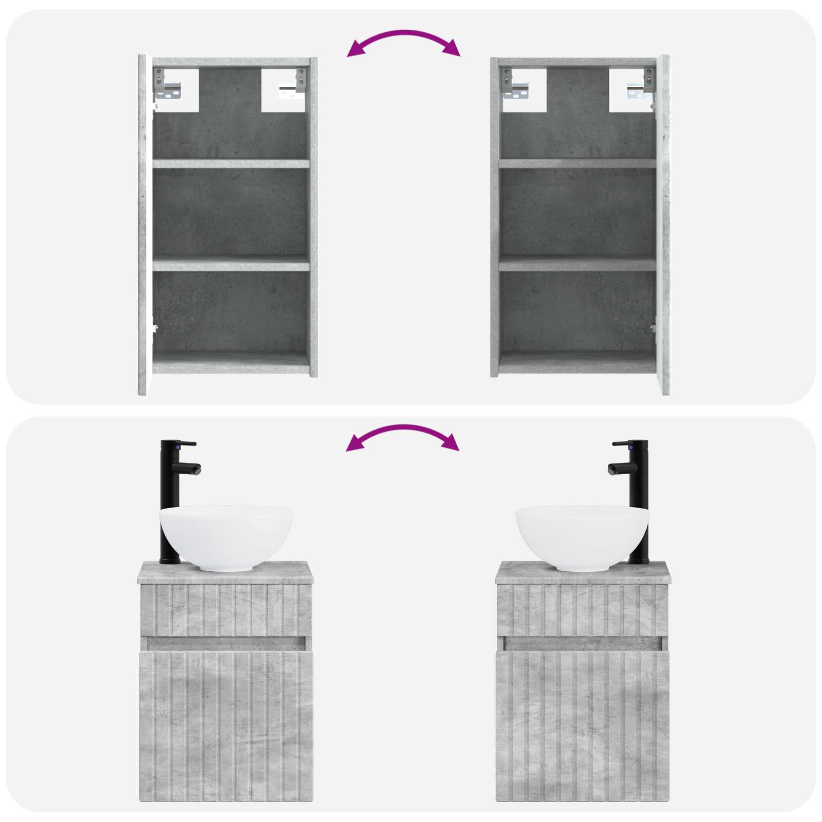 Badezimmermöbel-Set 3 stk. Betongrau 33 x 34,5 x 160 cm
