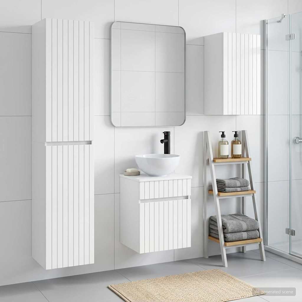 Badezimmermöbel-Set 3 stk. Hochglanz Weiß 33 x 34,5 x 160 cm