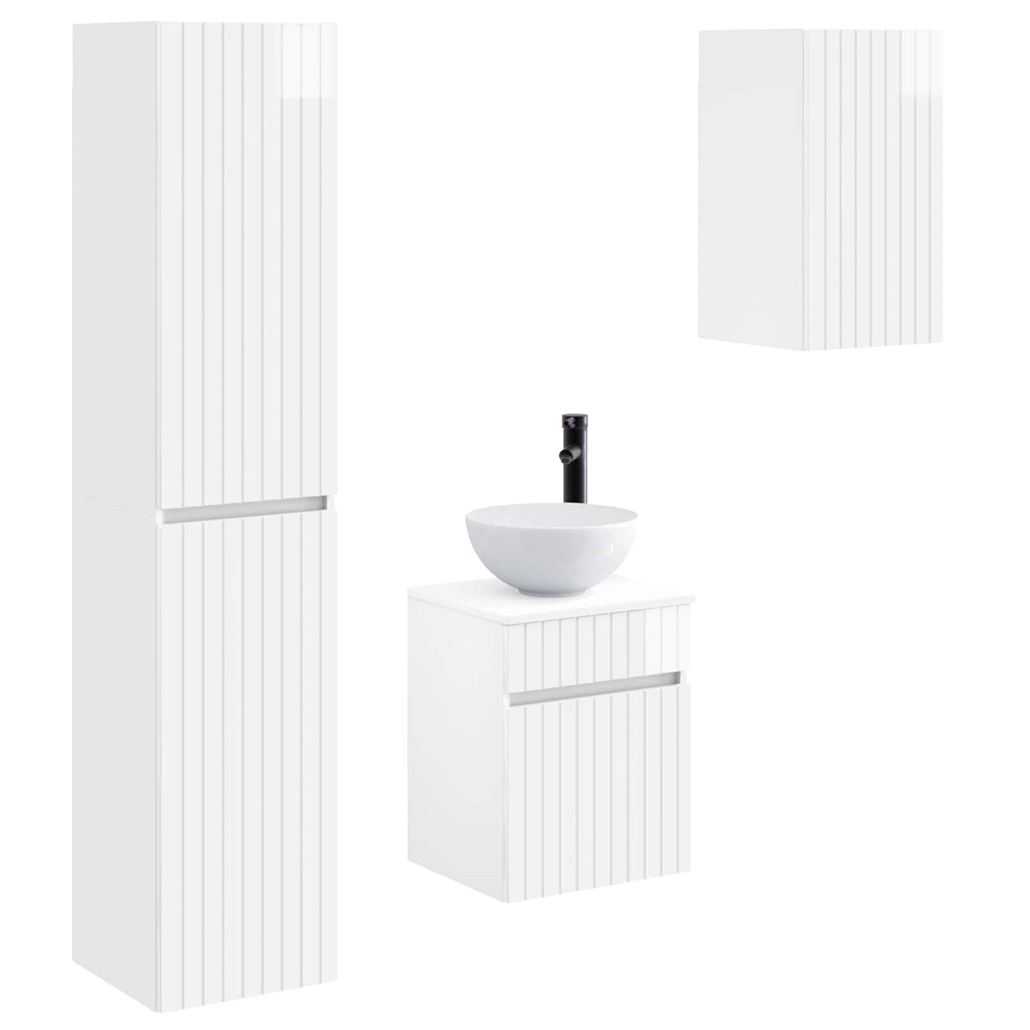 Badezimmermöbel-Set 3 stk. Hochglanz Weiß 33 x 34,5 x 160 cm