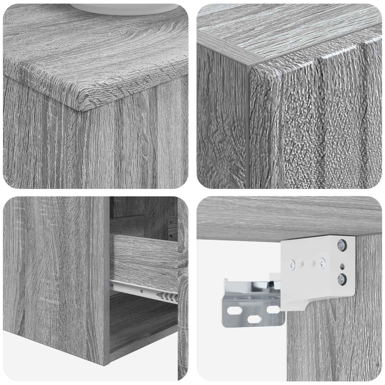 Badezimmermöbel-Set 3 stk. Grau Sonoma 33 x 34,5 x 160 cm