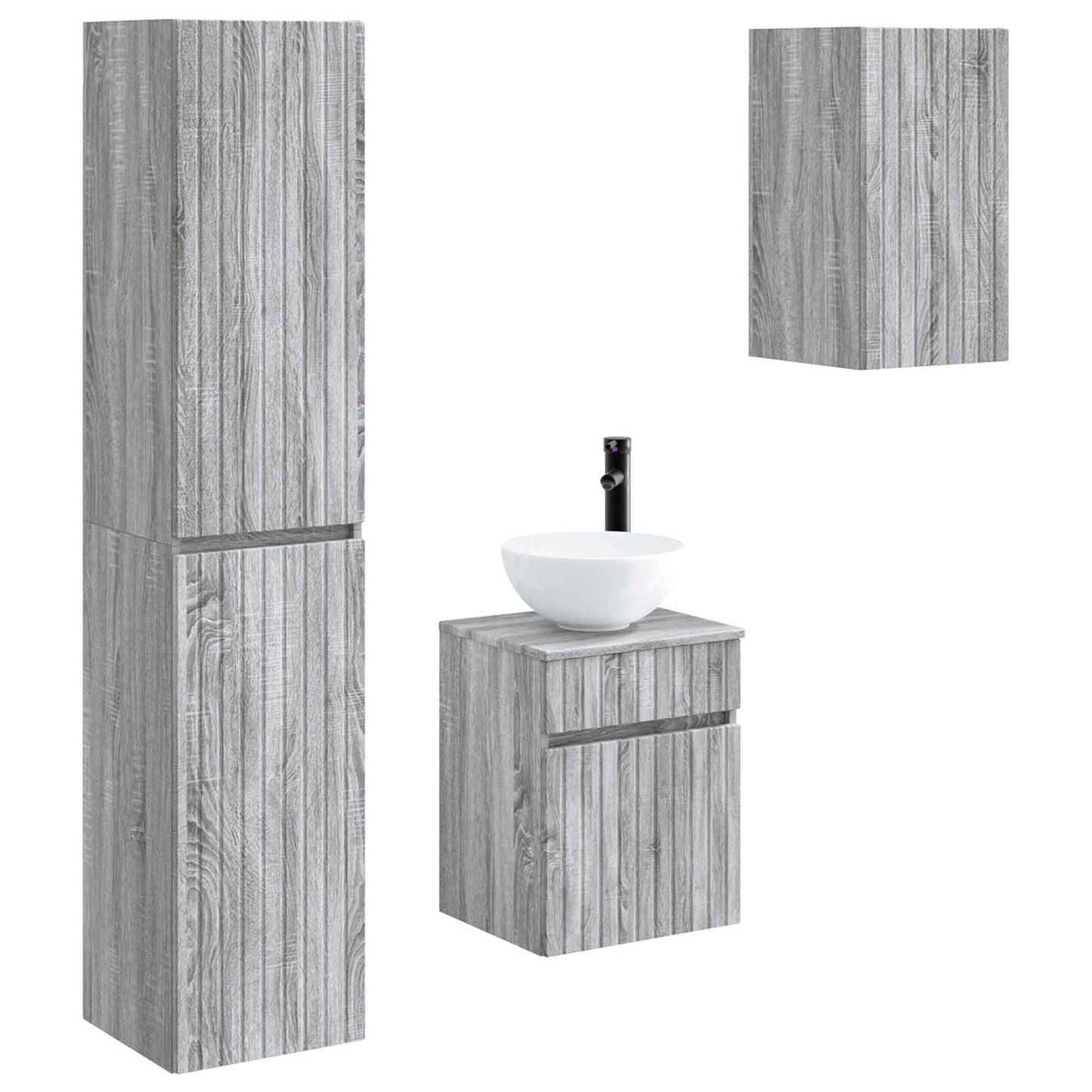 Badezimmermöbel-Set 3 stk. Grau Sonoma 33 x 34,5 x 160 cm