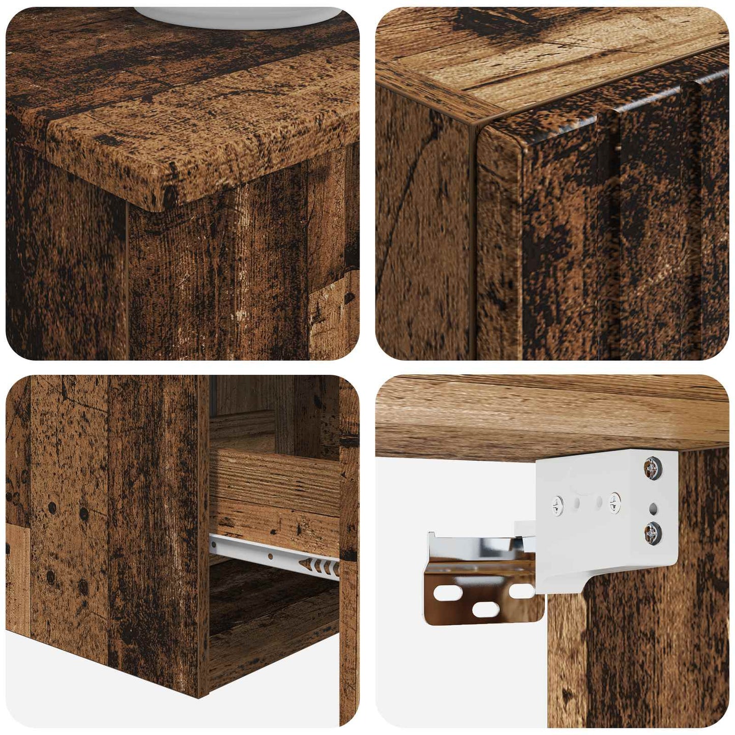 Badezimmermöbel-Set 3 stk. Altholz 33 x 34,5 x 160 cm